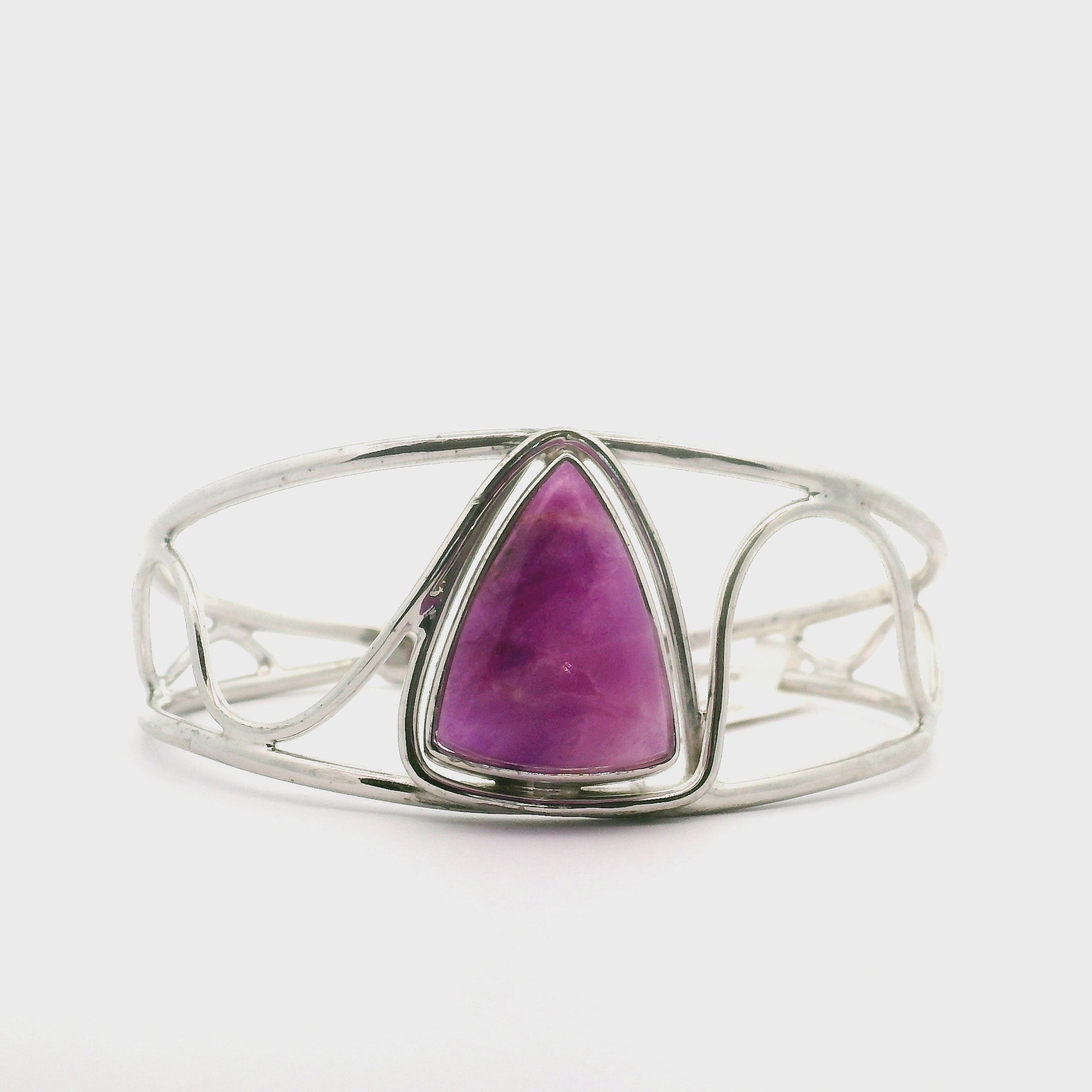 Sugilite Cuff Bracelet .925 Silver for Self-Acceptance and Harmony in Relationships