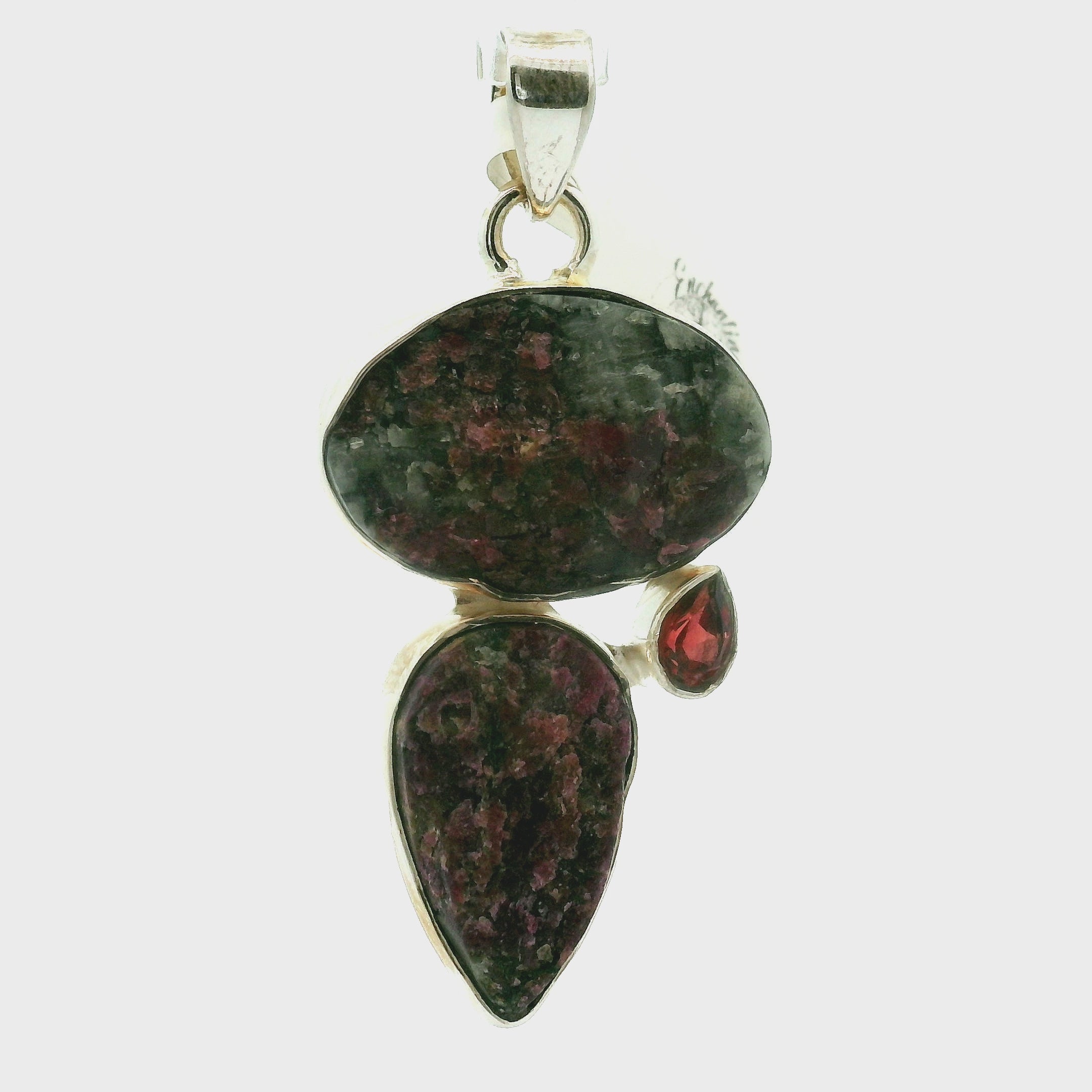 Eudialyte with Garnet Pendant .925 Silver for Manifesting the Desires of Your Heart