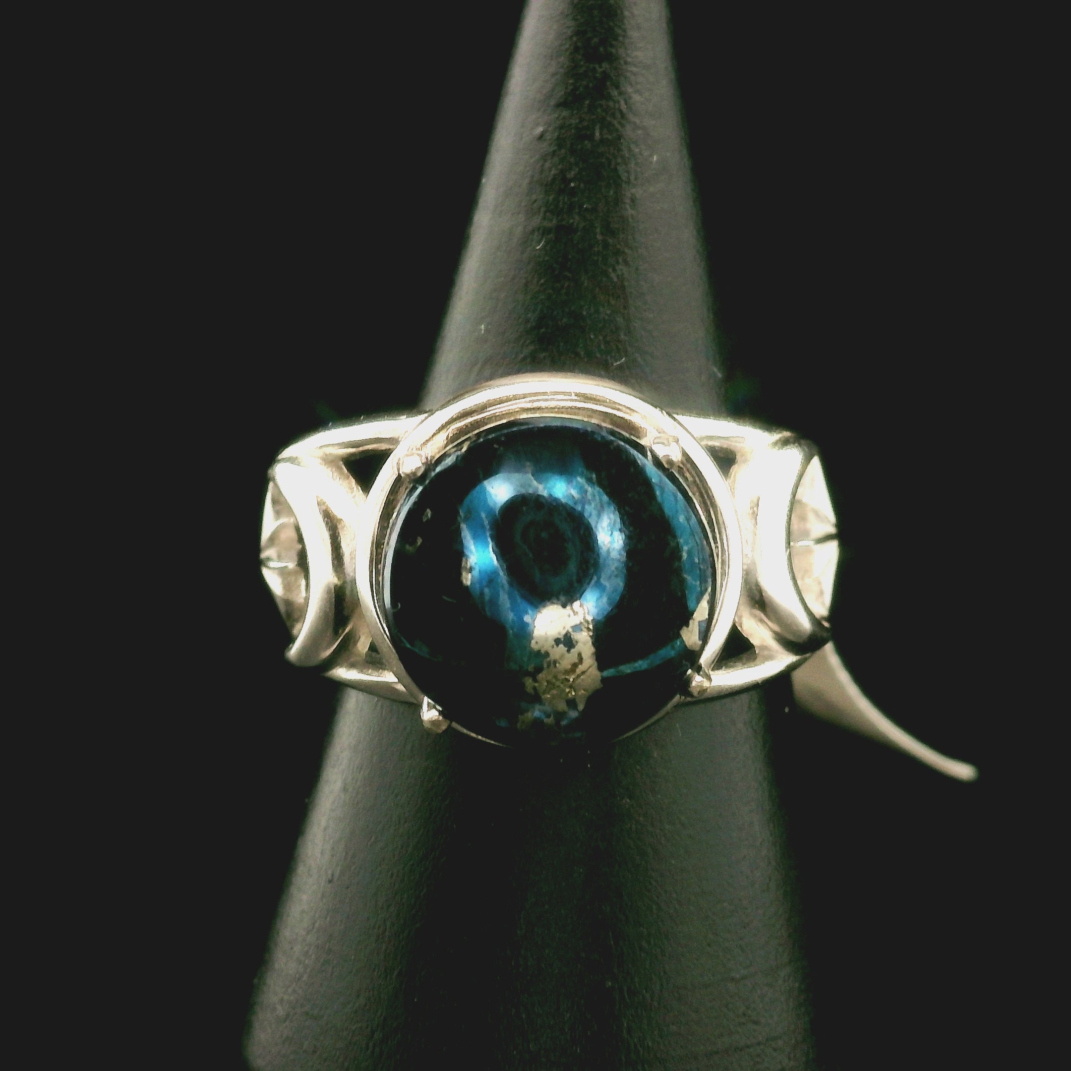 Covellite Cuff Ring .925 Silver for Access to Akashic Records