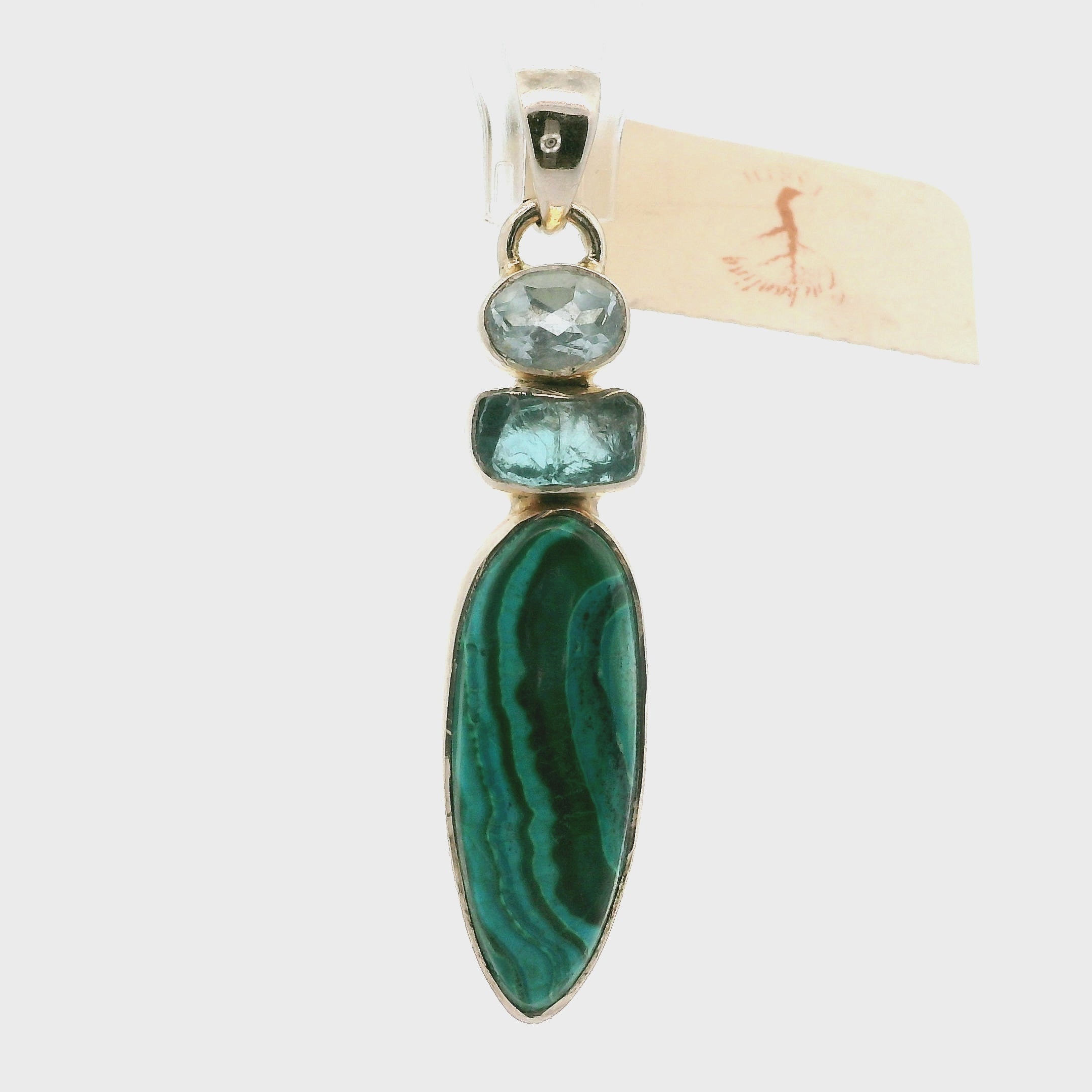 Malachite Multi-Stone Pendants .925 Silver for Abundance, Luck and Transformation