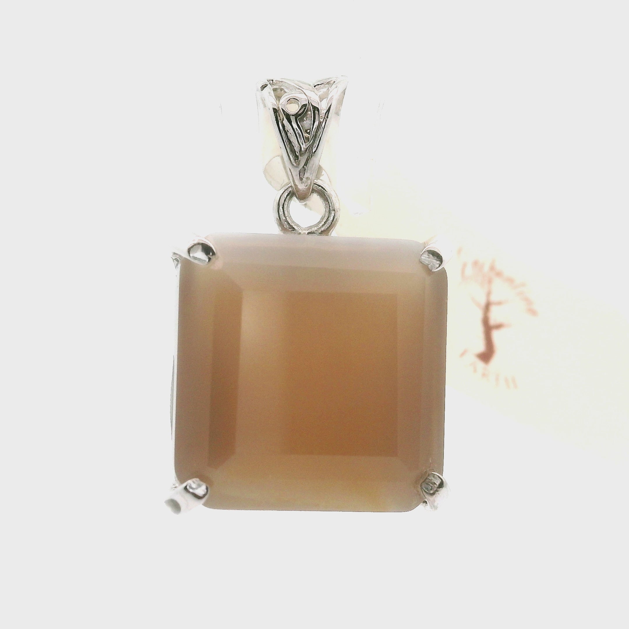 Peach Moonstone Pendant .925 Silver for New Beginnings, Artistic Expression, Creativity & Manifestation