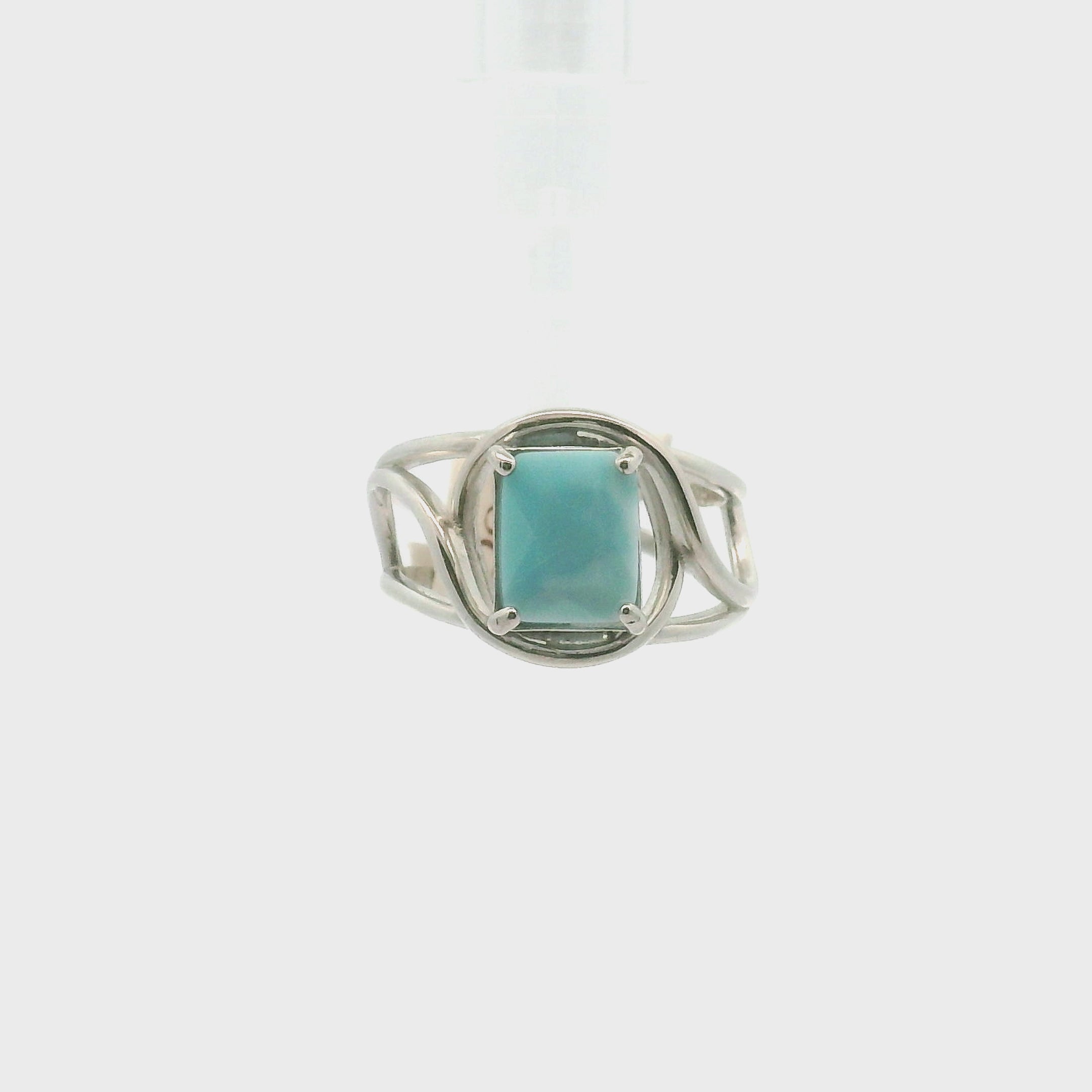 Larimar Cuff Ring .925 Silver for Peace and Tranquility