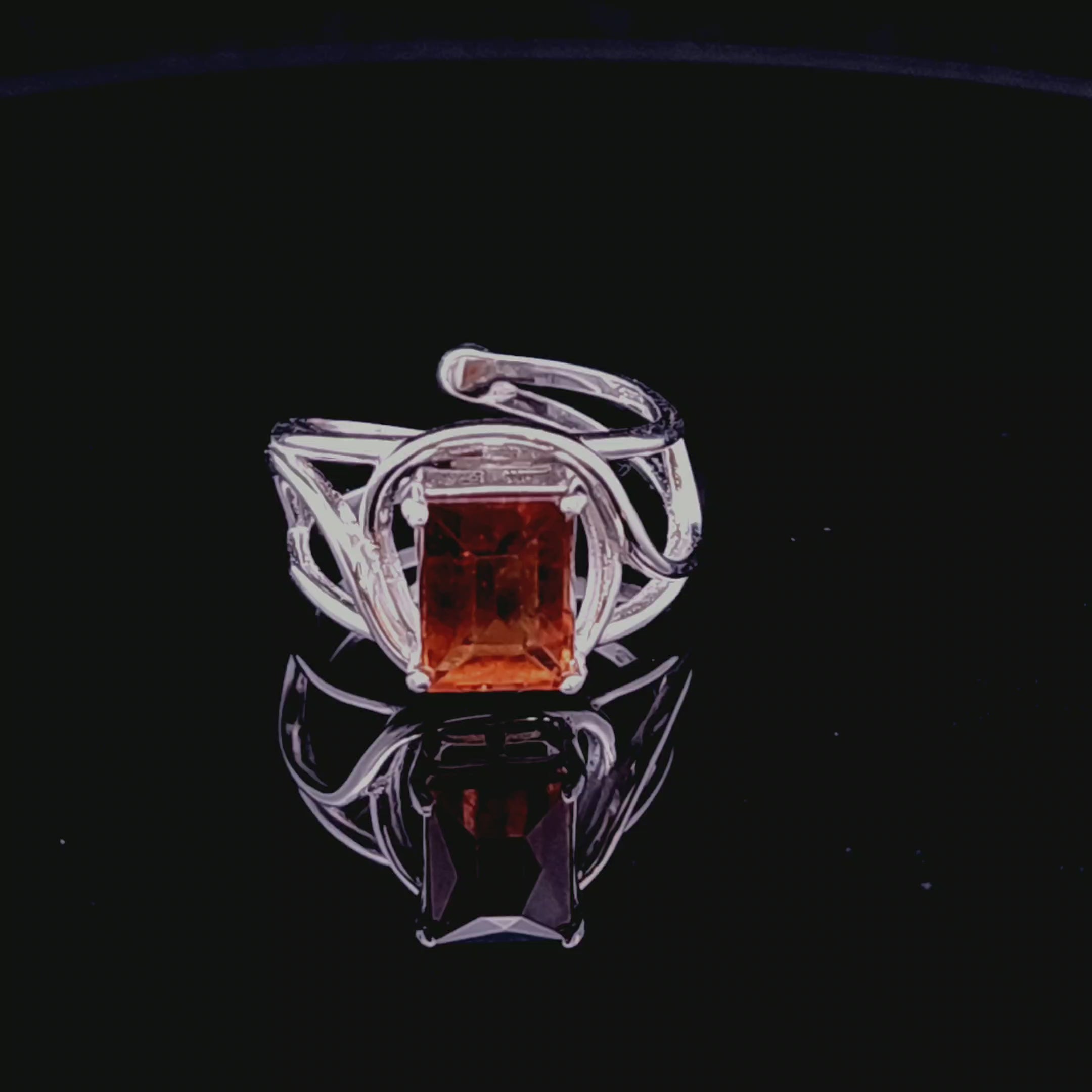 Spessartine Garnet Adjustable Finger Cuff Ring .925 Silver (High Quality) for Passion and Manifestation
