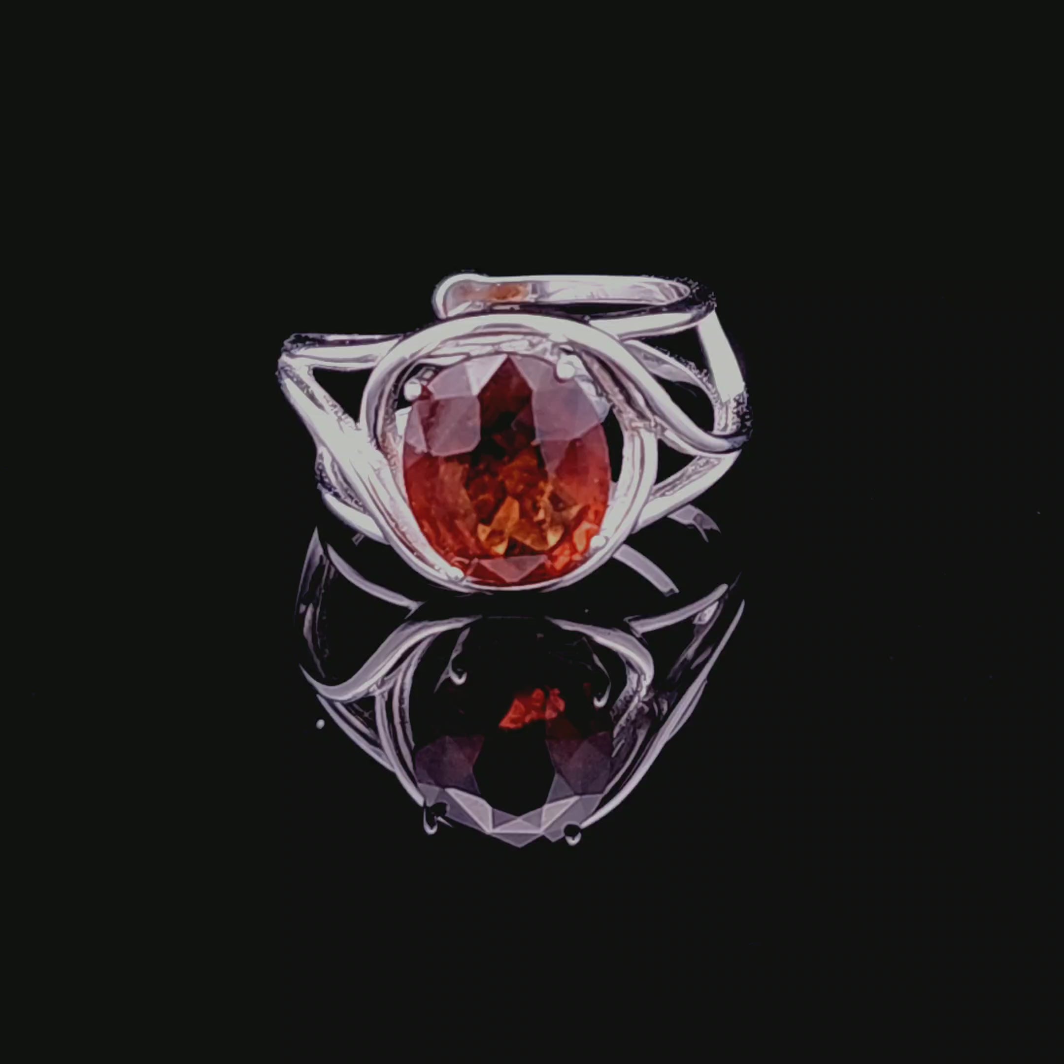 Spessartine Garnet Adjustable Finger Cuff Ring .925 Silver (High Quality) for Passion and Manifestation