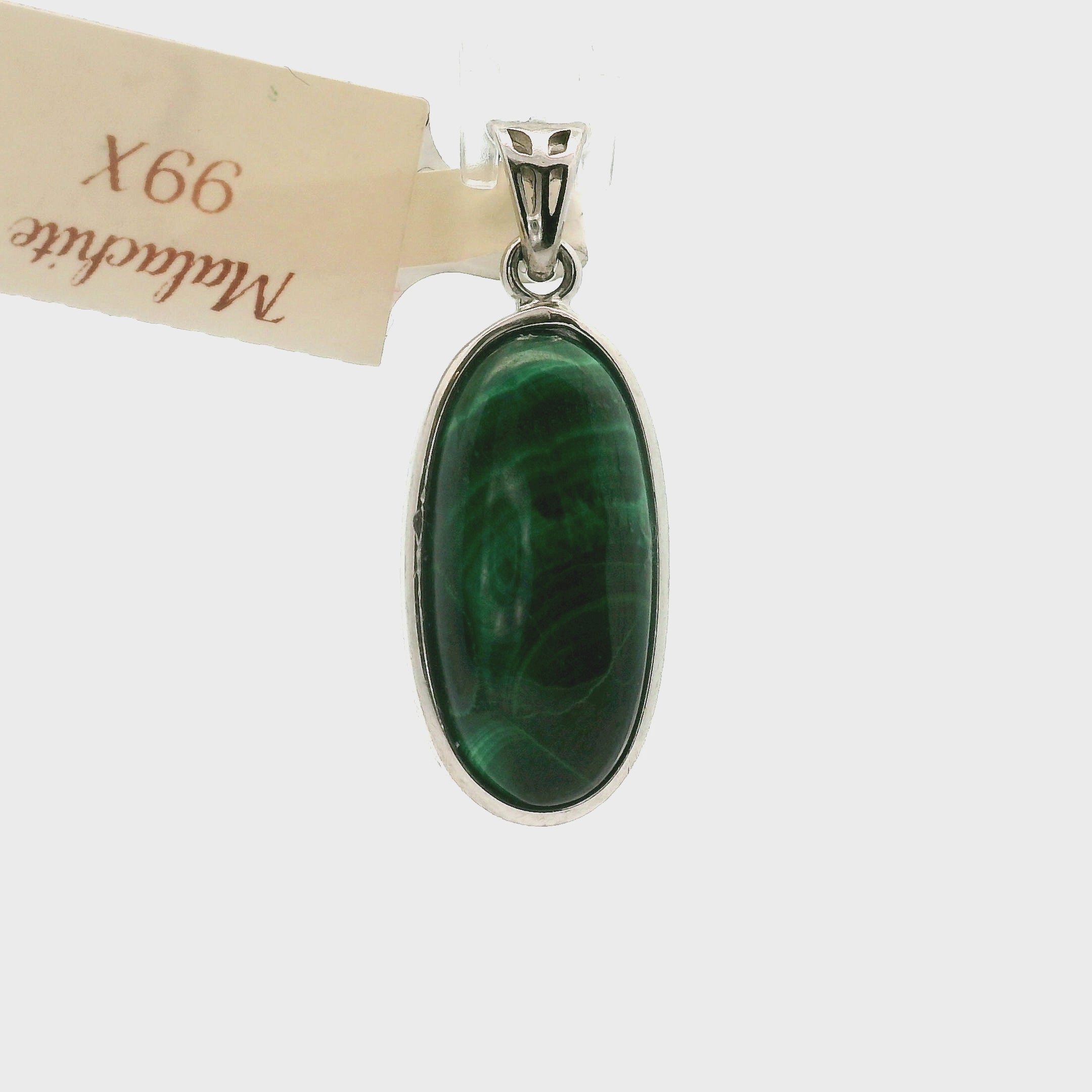 Malachite Pendant .925 Silver for Abundance, Luck and Transformation
