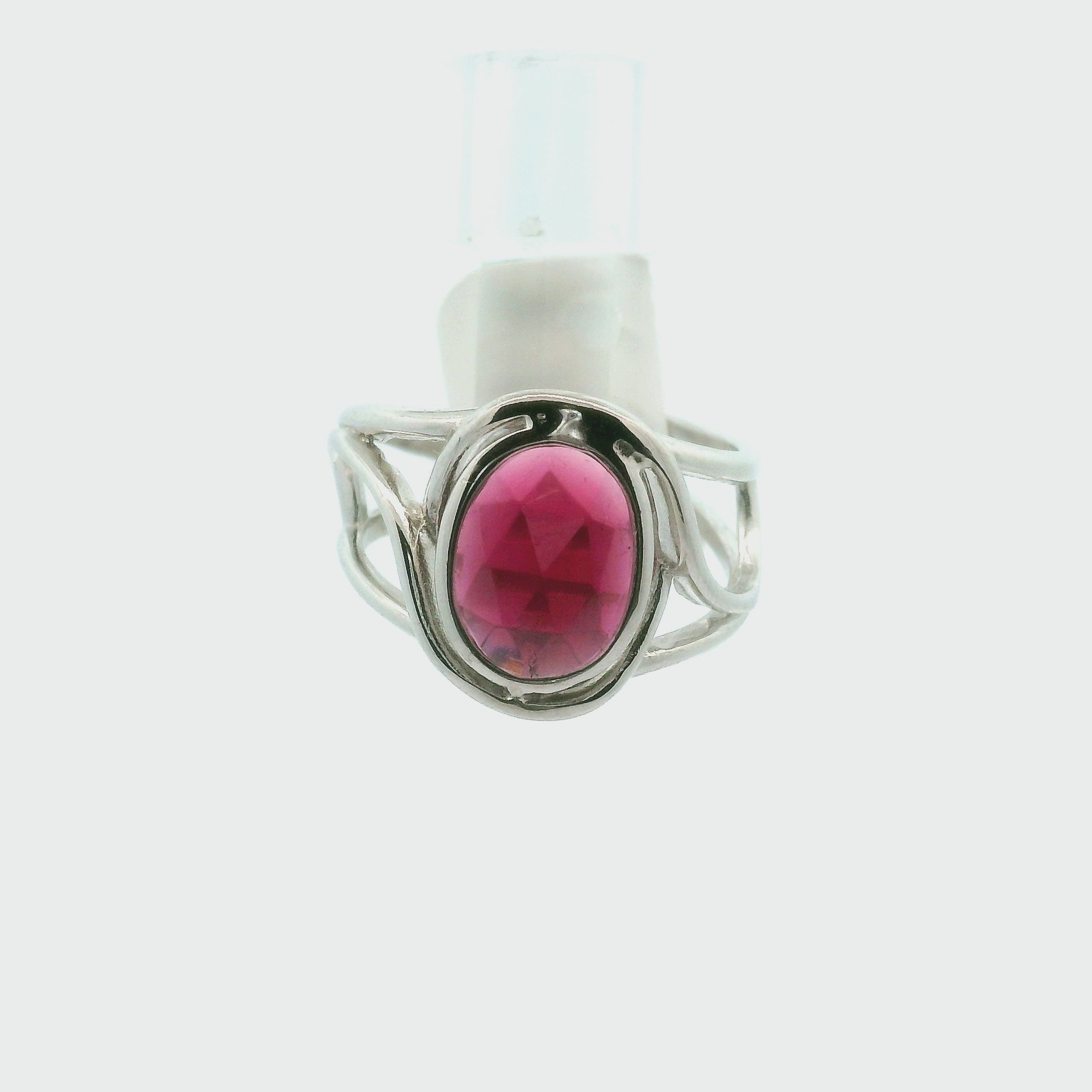 Rhodolite Garnet Cuff Ring .925 Silver for Connection with Angels and Spirit Guides