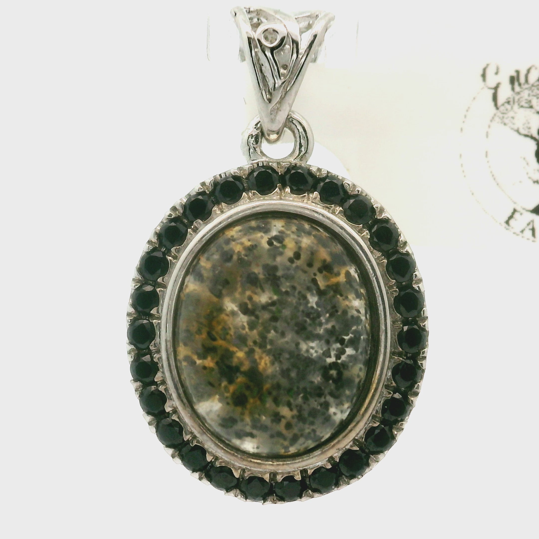 Black Sunstone with Black Spinel Pavé Pendant .925 Silver for Personal Power and Resilience