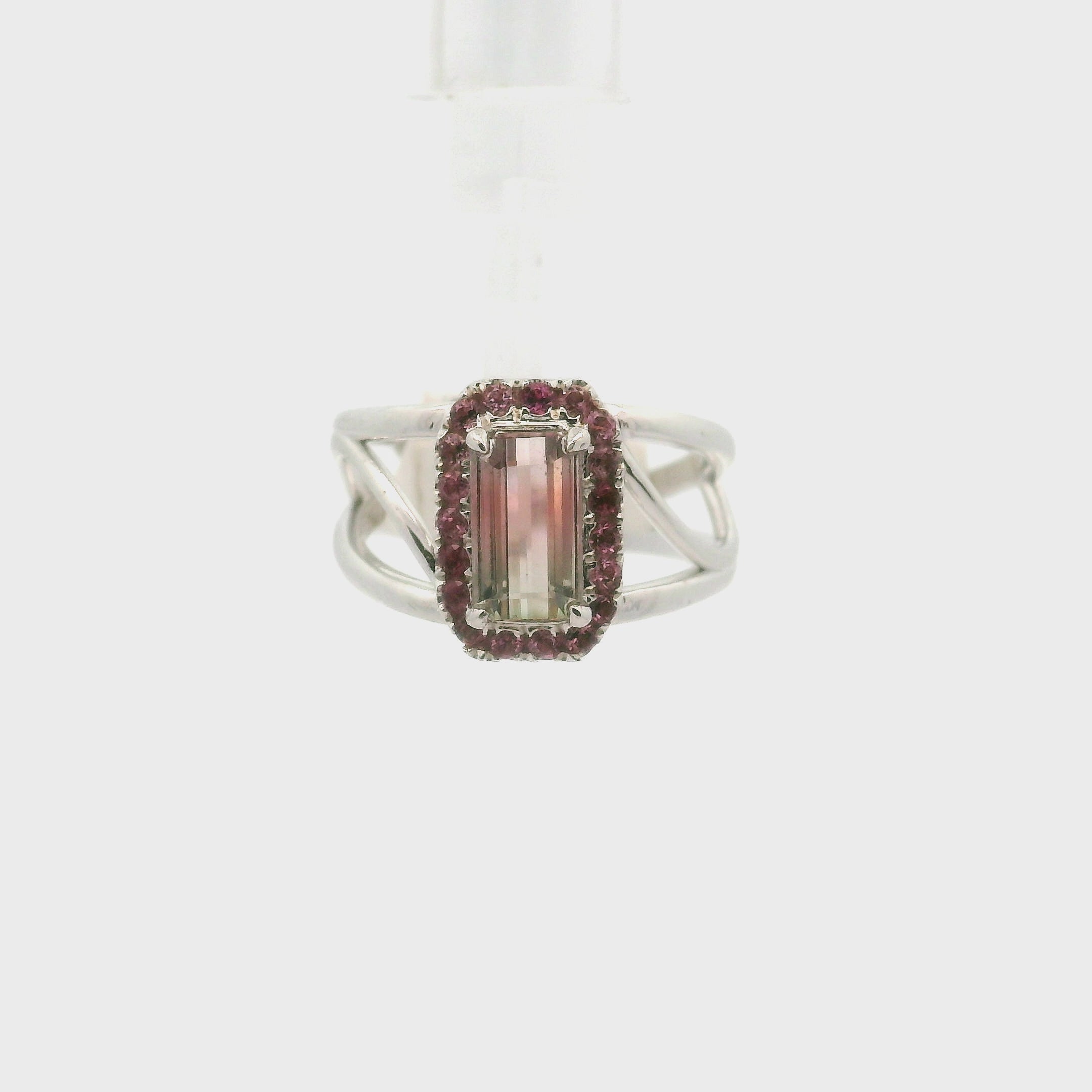 Multi-Color Tourmaline with Tourmaline Pavé Cuff Ring .925 Silver for Passion for Life and Healing