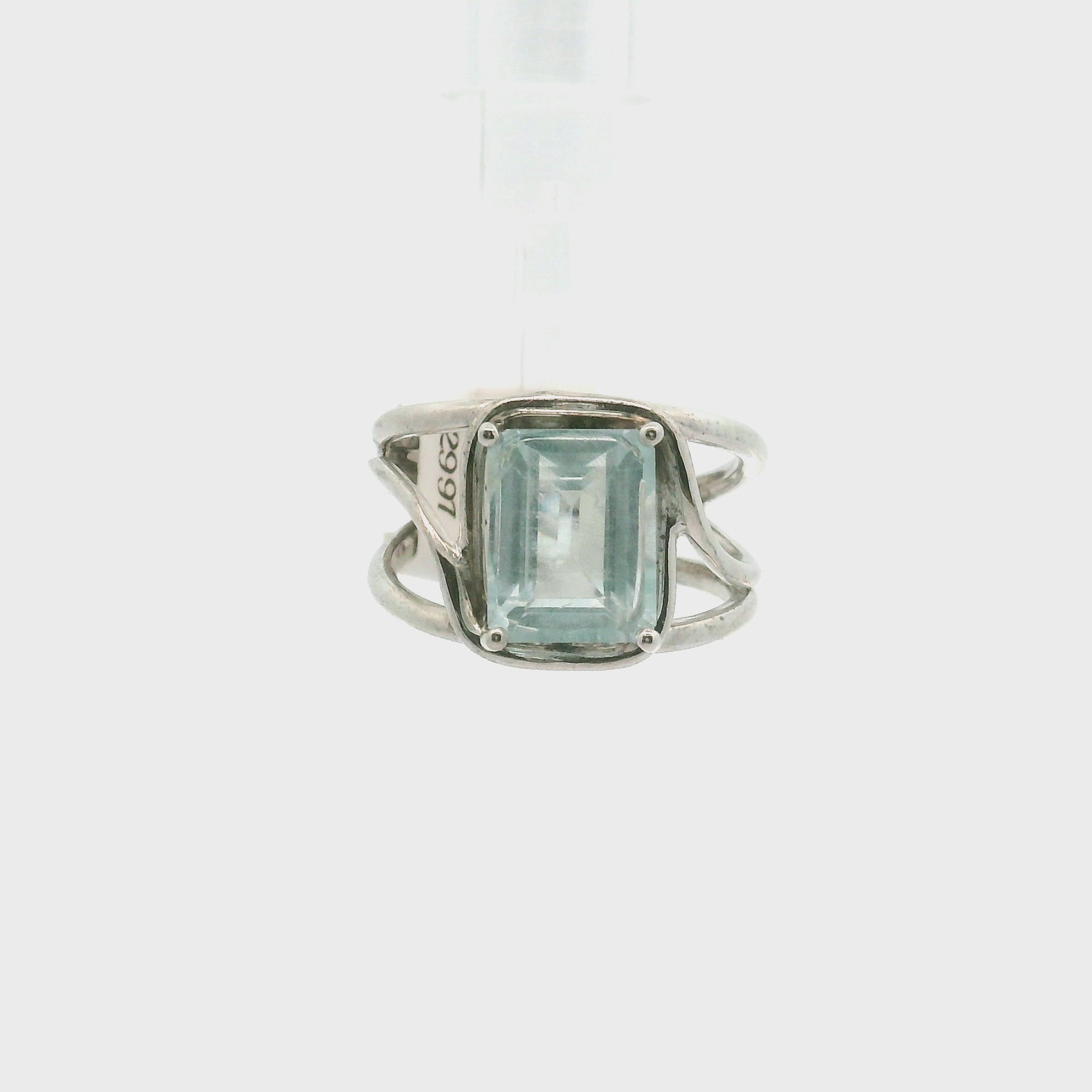 Blue Topaz Cuff Ring .925 Silver for Higher Levels of Awareness, Peaceful Communication and Clarity