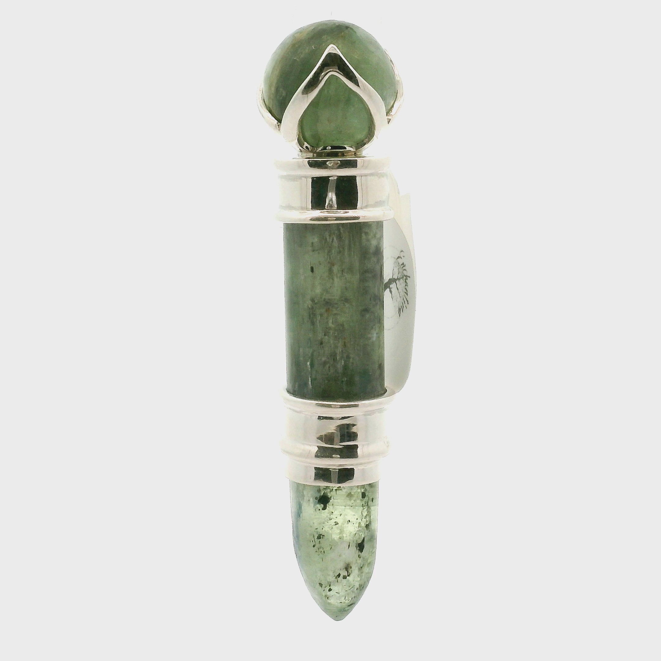 Green Kyanite Wandlet .925 Silver for Aura Cleansing and Harmonizing