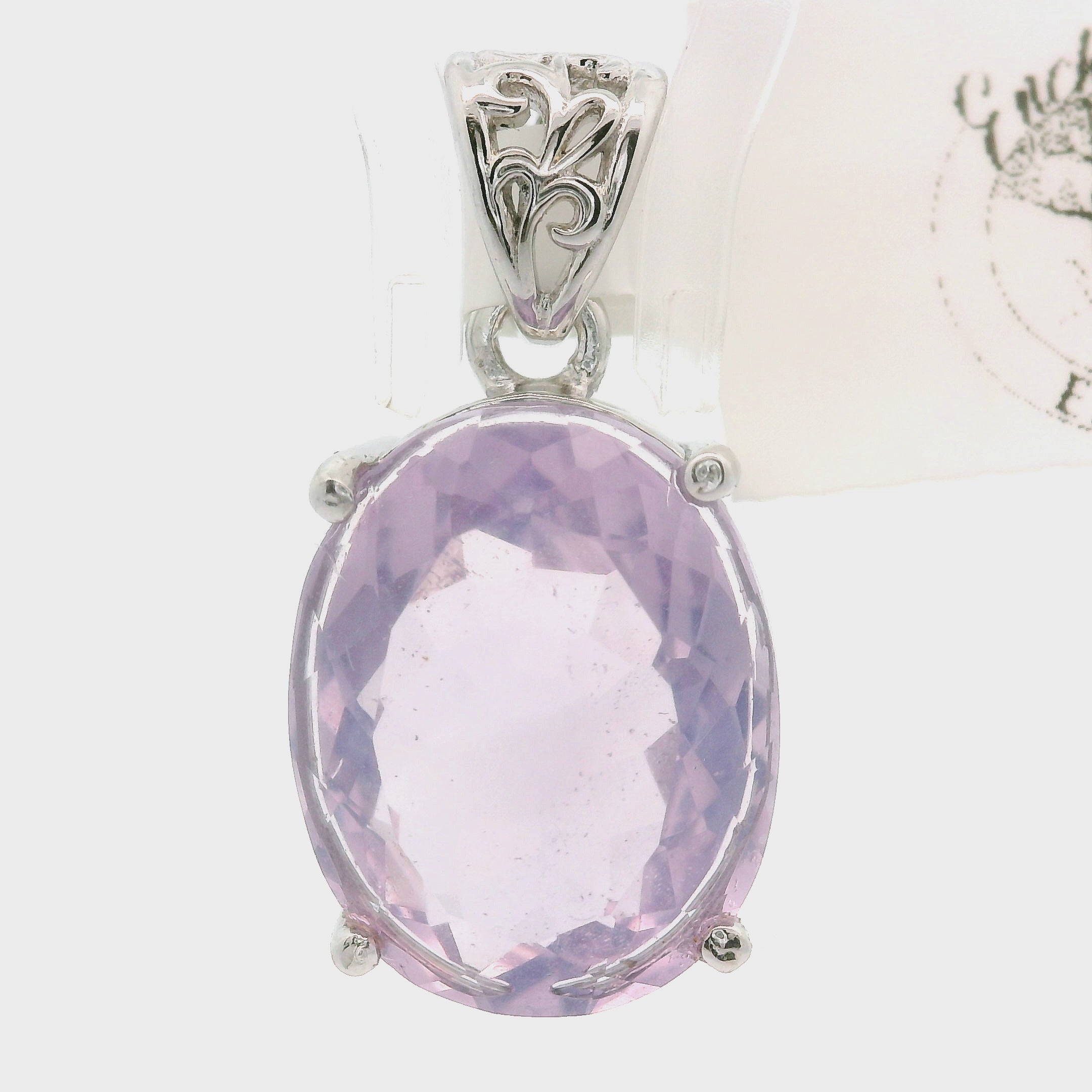 Lavender Moon Quartz Pendant .925 Silver for Angelic Wisdom