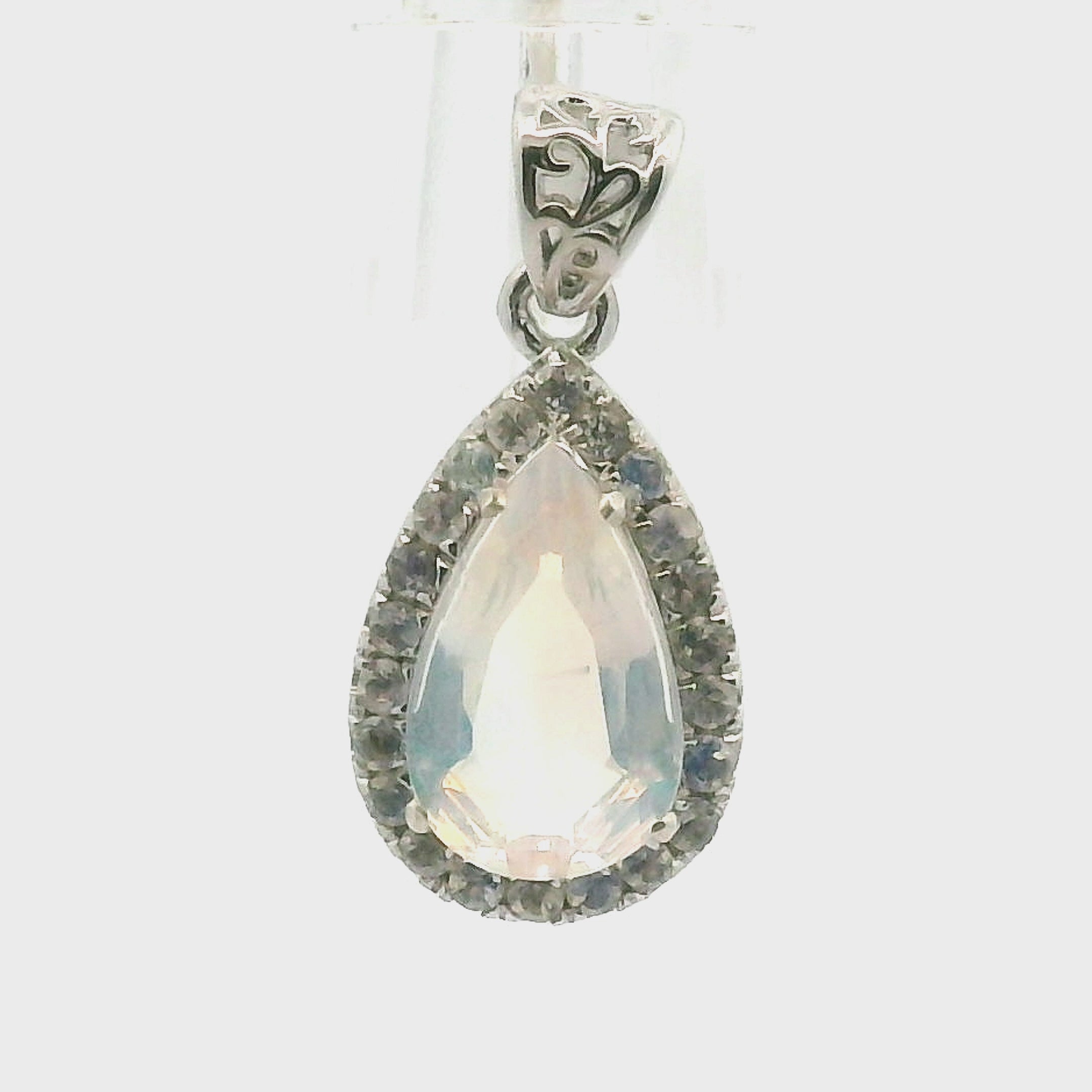 Moonstone Pavé Pendant .925 Silver for New Beginnings and Divine Feminine Energy