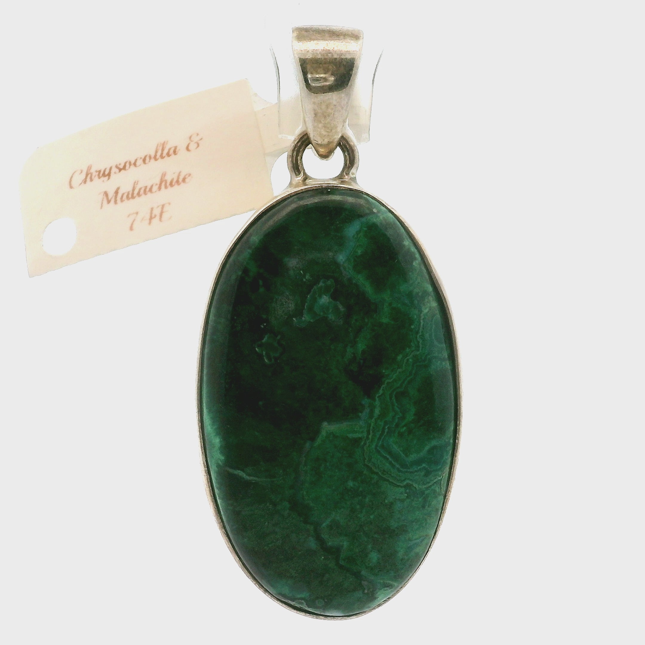 Chrysocolla and Malachite Pendant .925 Silver for Abundance, Protection and Transformation