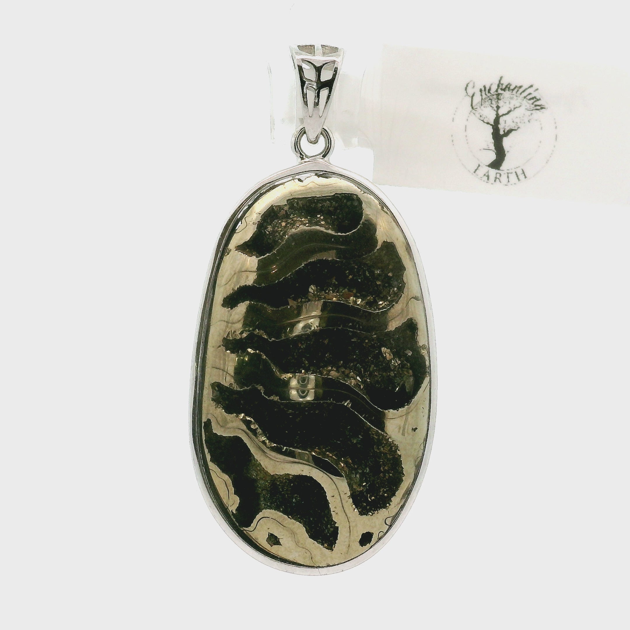 Pyrite Ammonite Pendant .925 Silver for Luck & Manifestation