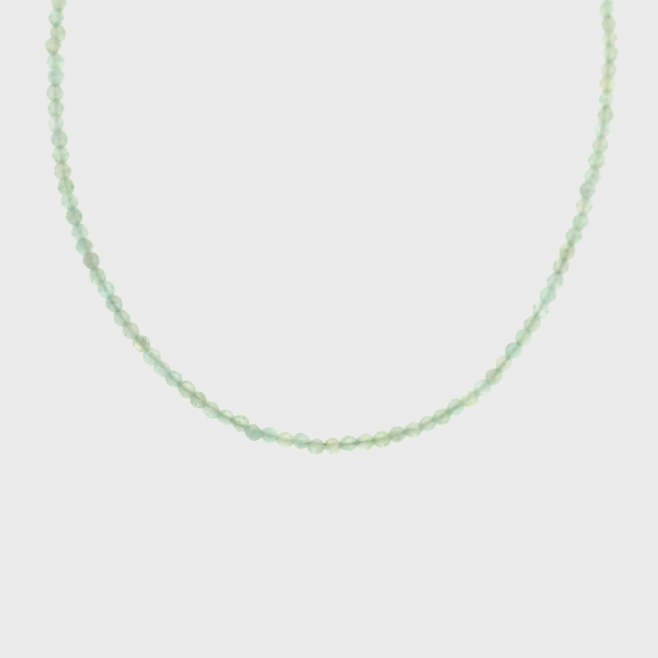 Green Apatite Micro Faceted Choker/Layering Necklace 925 Silver for Courage, Growth and Hope
