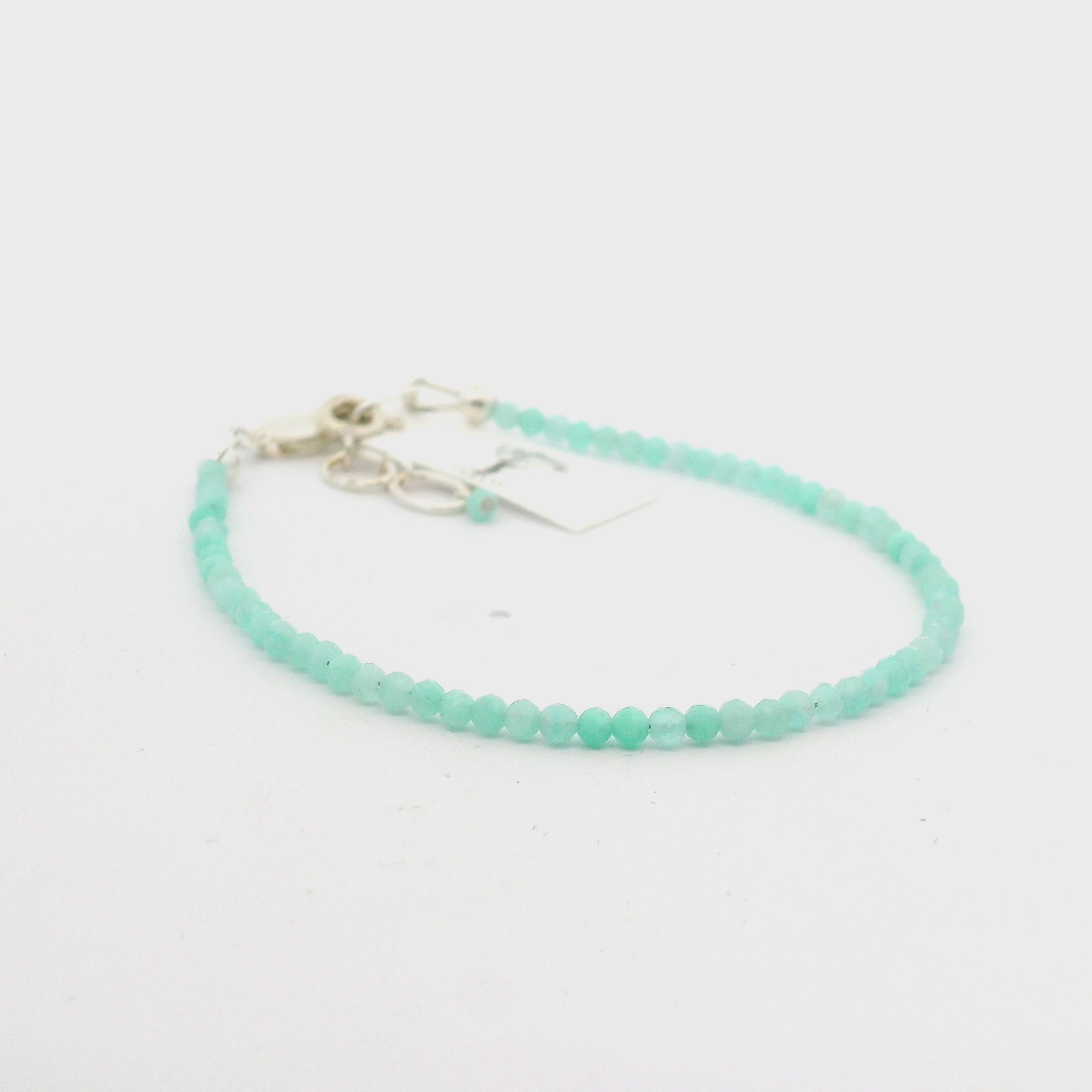 Amazonite Faceted Bracelet 925 Silver for Truth and Courage