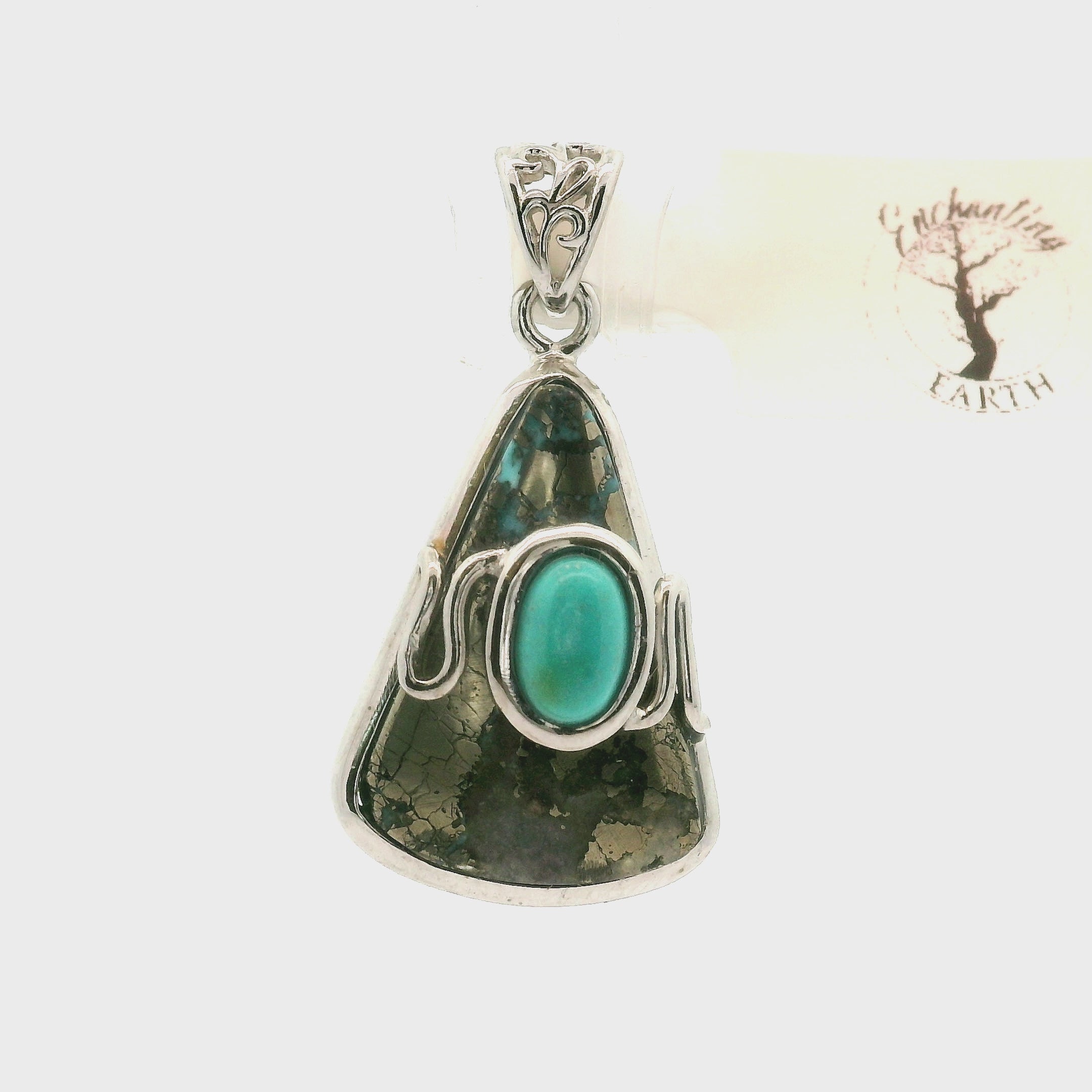 Turquoise Persian Tibetan Pendant for Good Luck, Prosperity and Protection