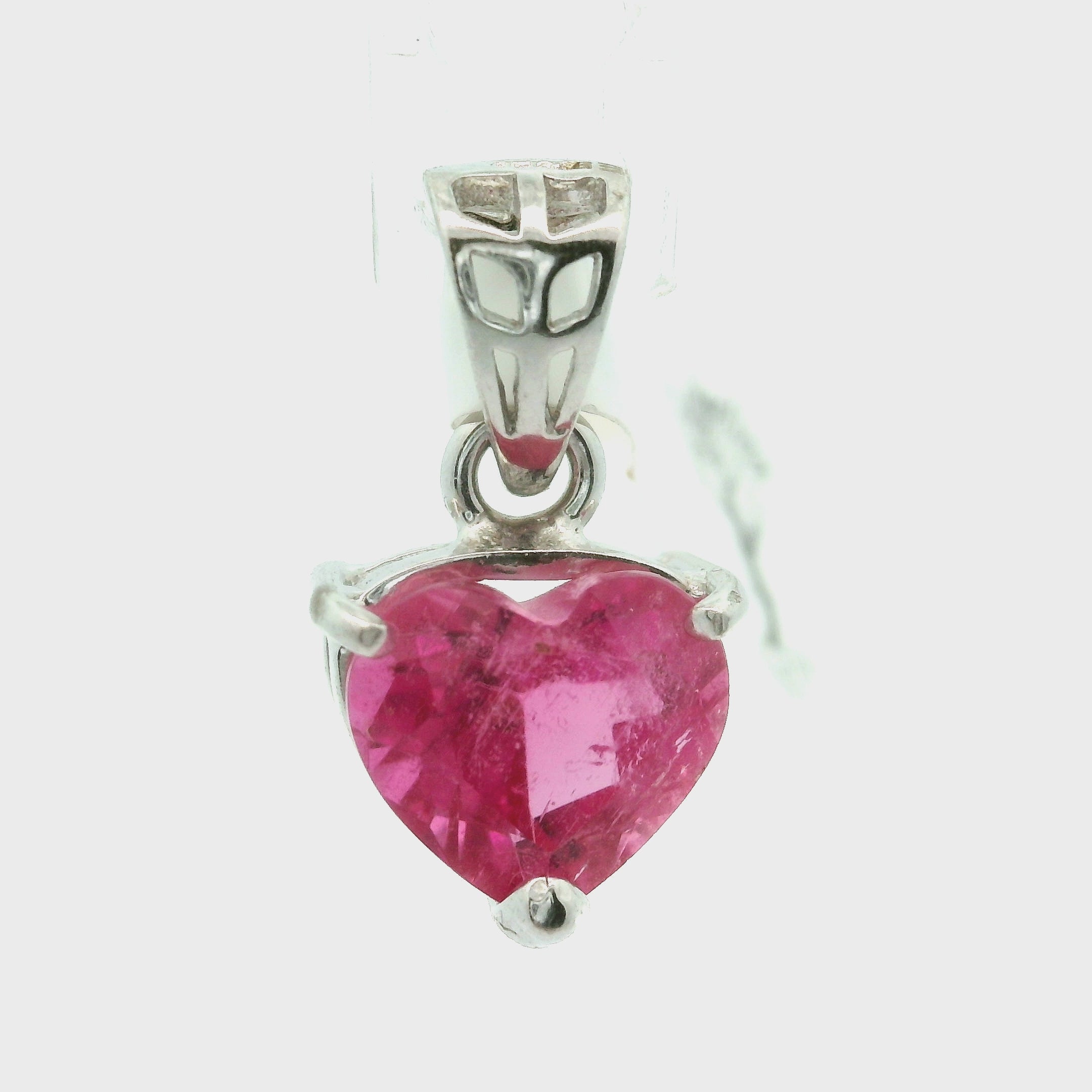Pink Tourmaline Heart Pendant .925 Silver for Joy, Kindness and Love