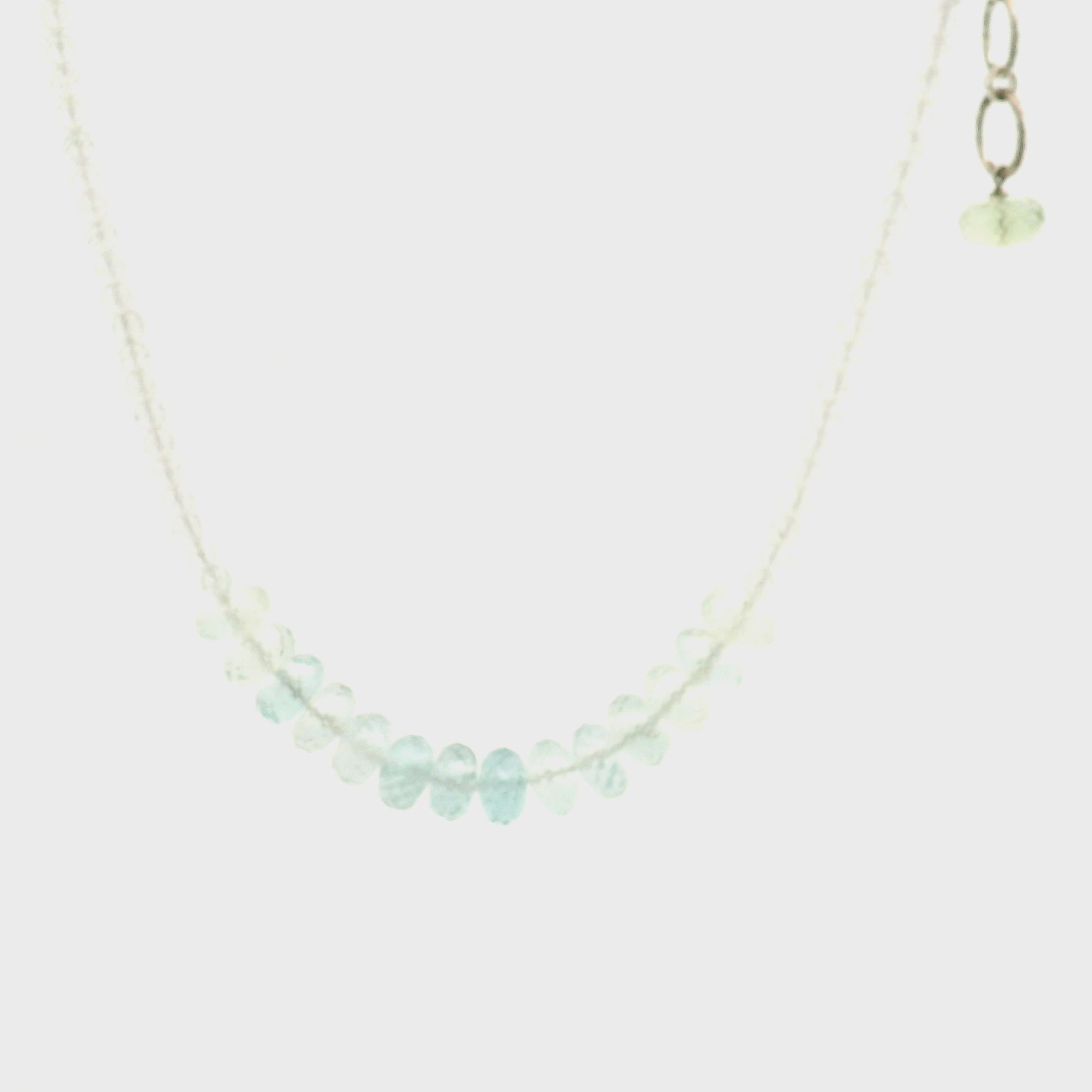 Aquamarine, Morganite & Heliodor Rondelle with White Topaz Micro Faceted Necklace 925 Silver for Joy, Love and Peace