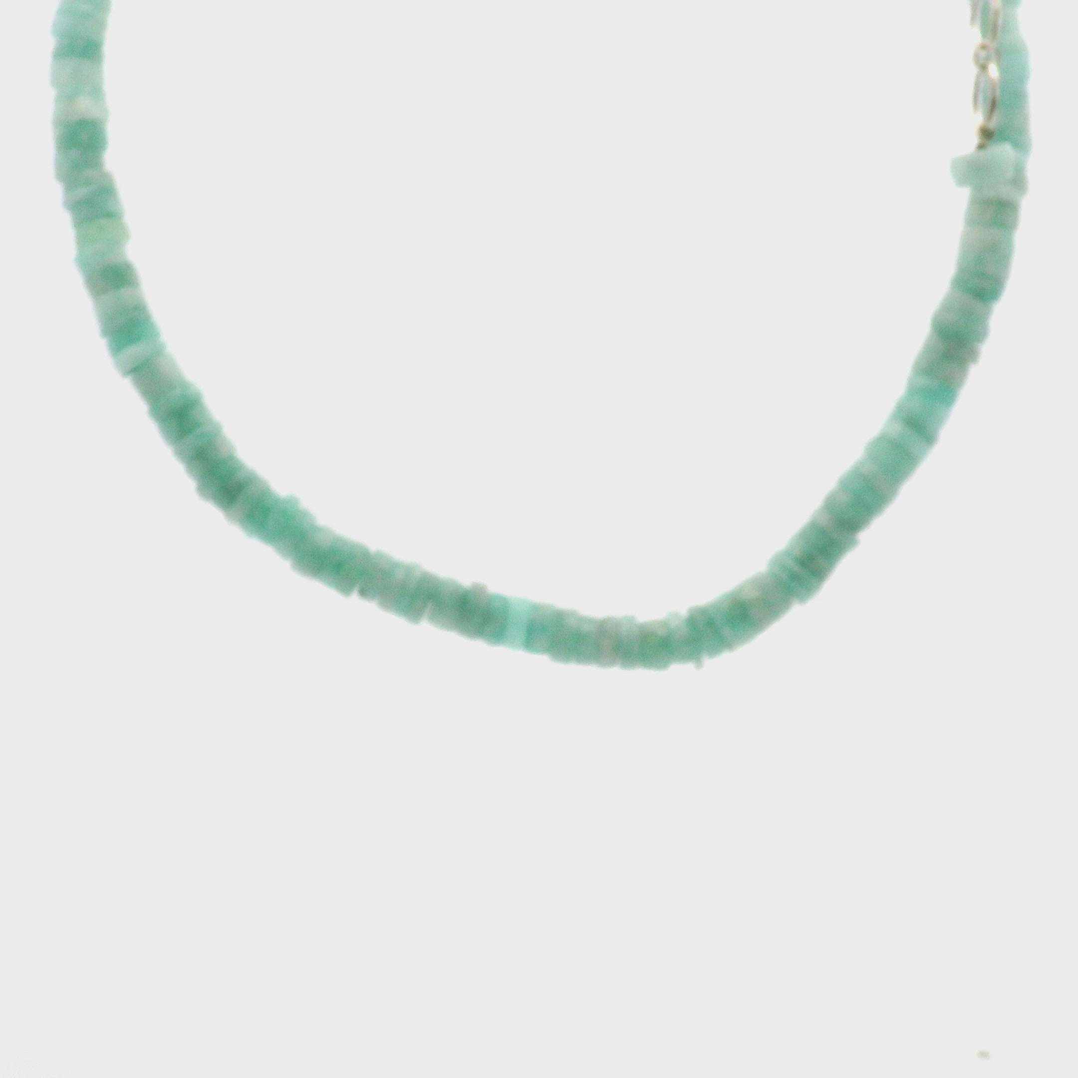 Amazonite Heishi Necklace 925 Silver for Communication and Harmony