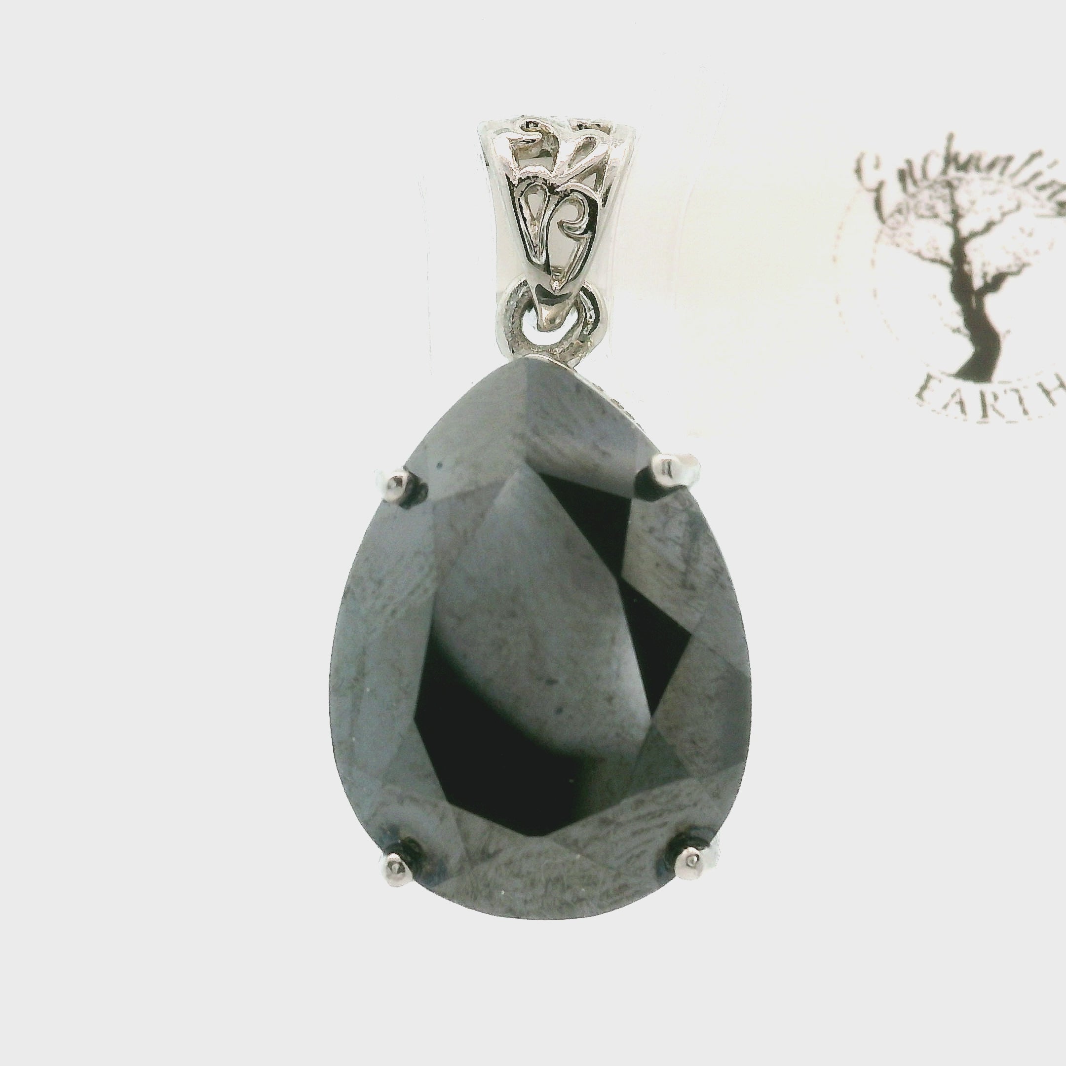 Hematite Faceted Pendant .925 Silver for Deep Transformatinon and Grounding