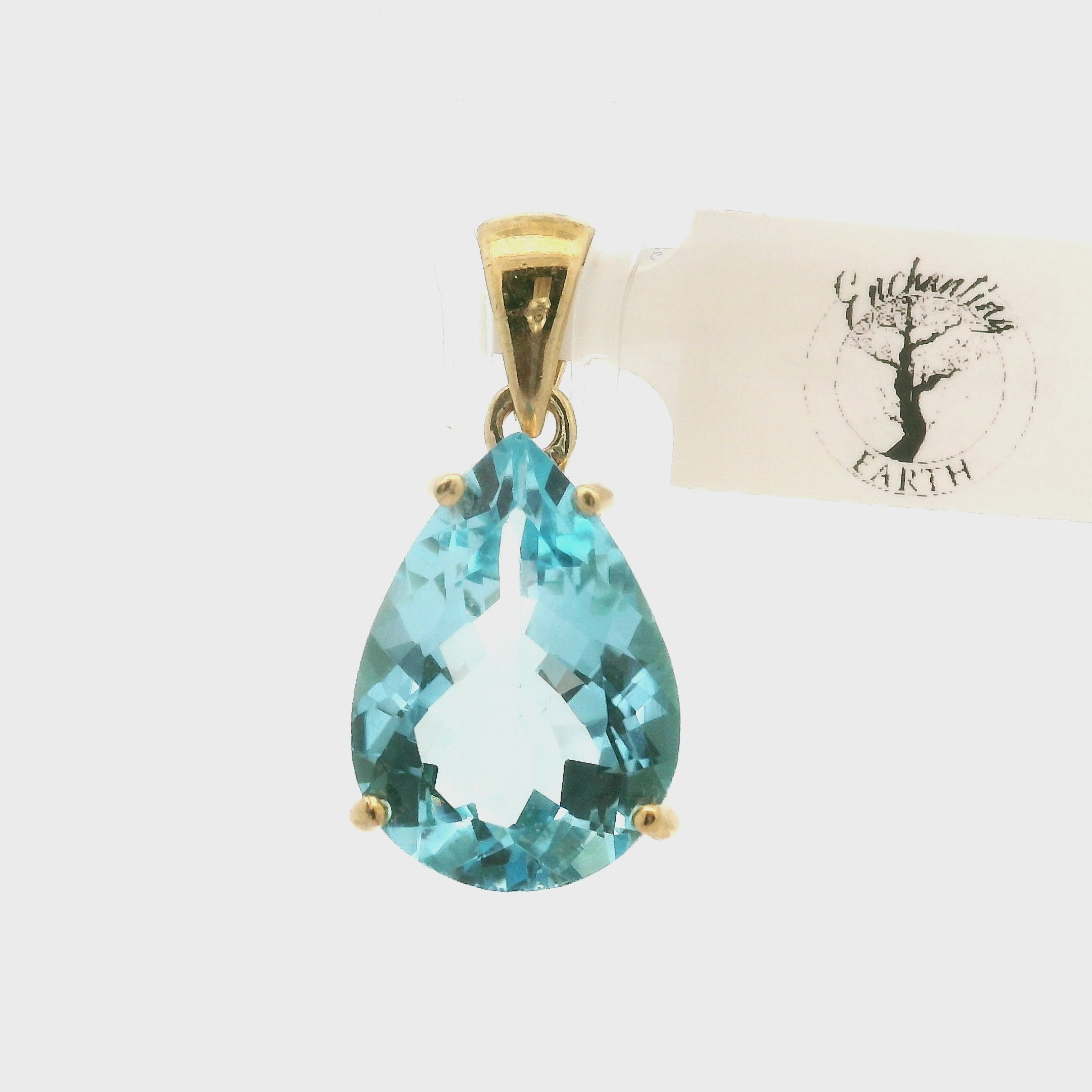Blue Topaz Pendant .925 Silver with Gold Plating for Higher Levels of Awareness, Peaceful Communication and Clarity (Copy)