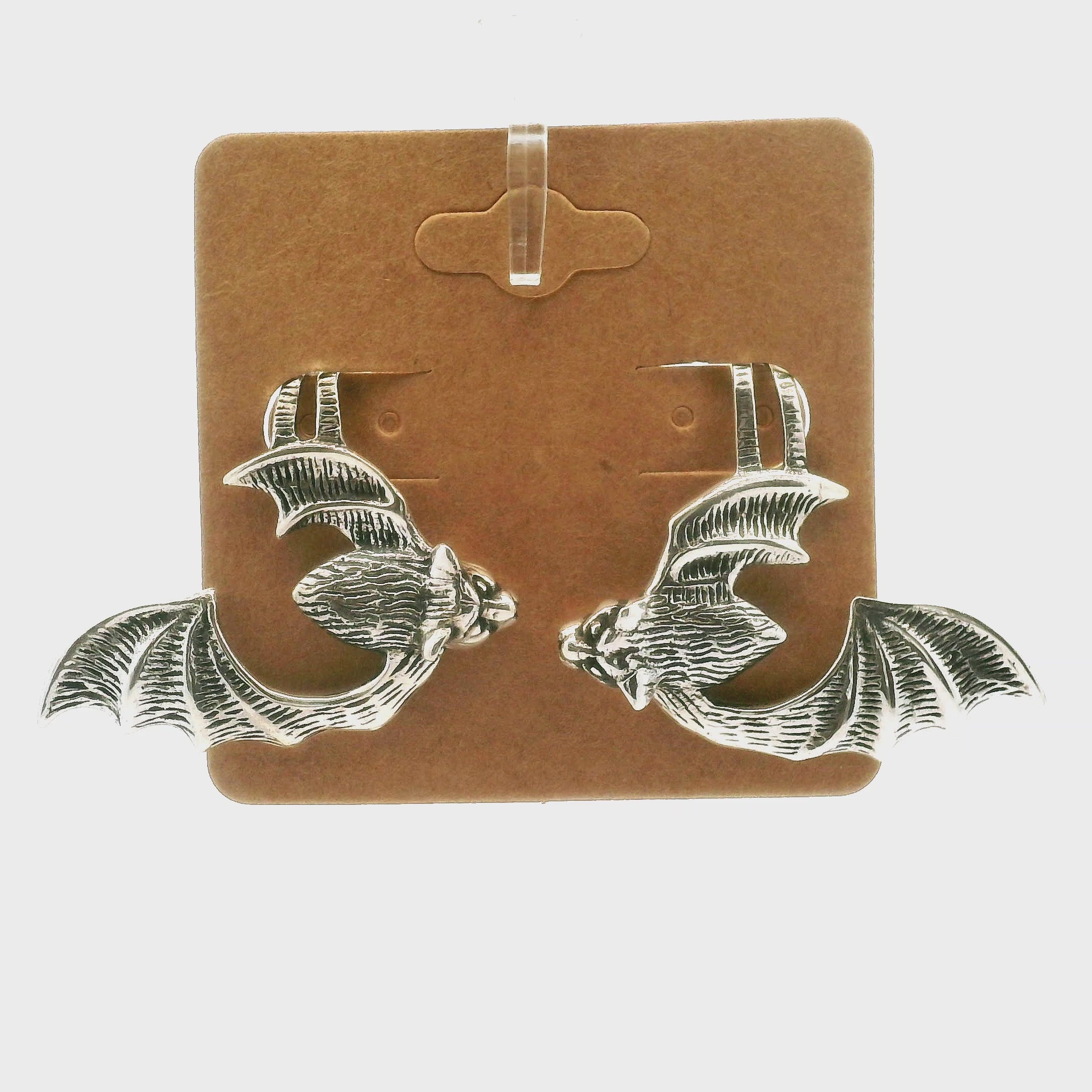 Gothic Bat Earrings in .925 Silver Good Fortune and Rebirth