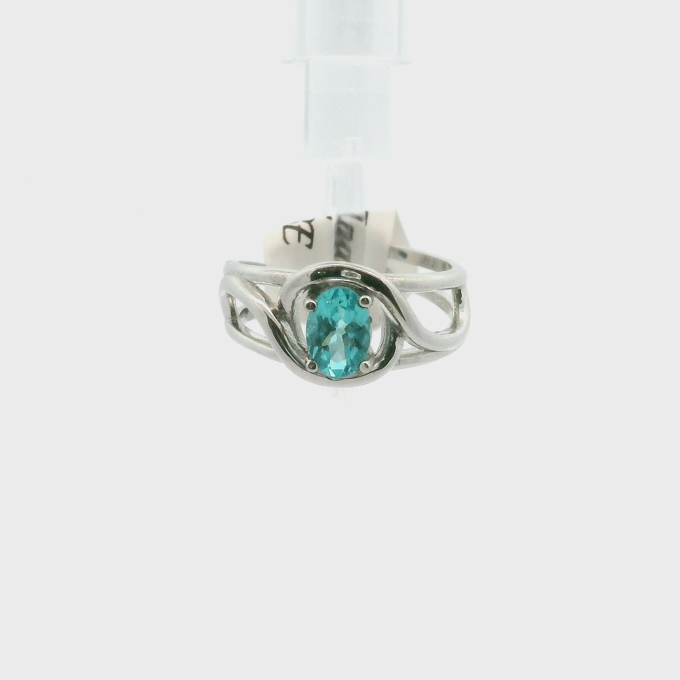 Blue Apatite Cuff Ring .925 Silver for Overall Health and Wellness