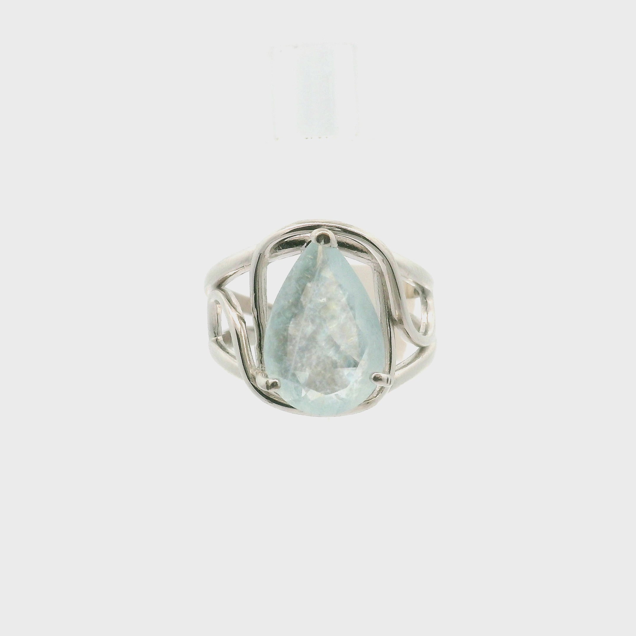 Shimmerine Aquamarine Cuff Ring .925 Silver for Allowing Your Truth & Individuality to Shine