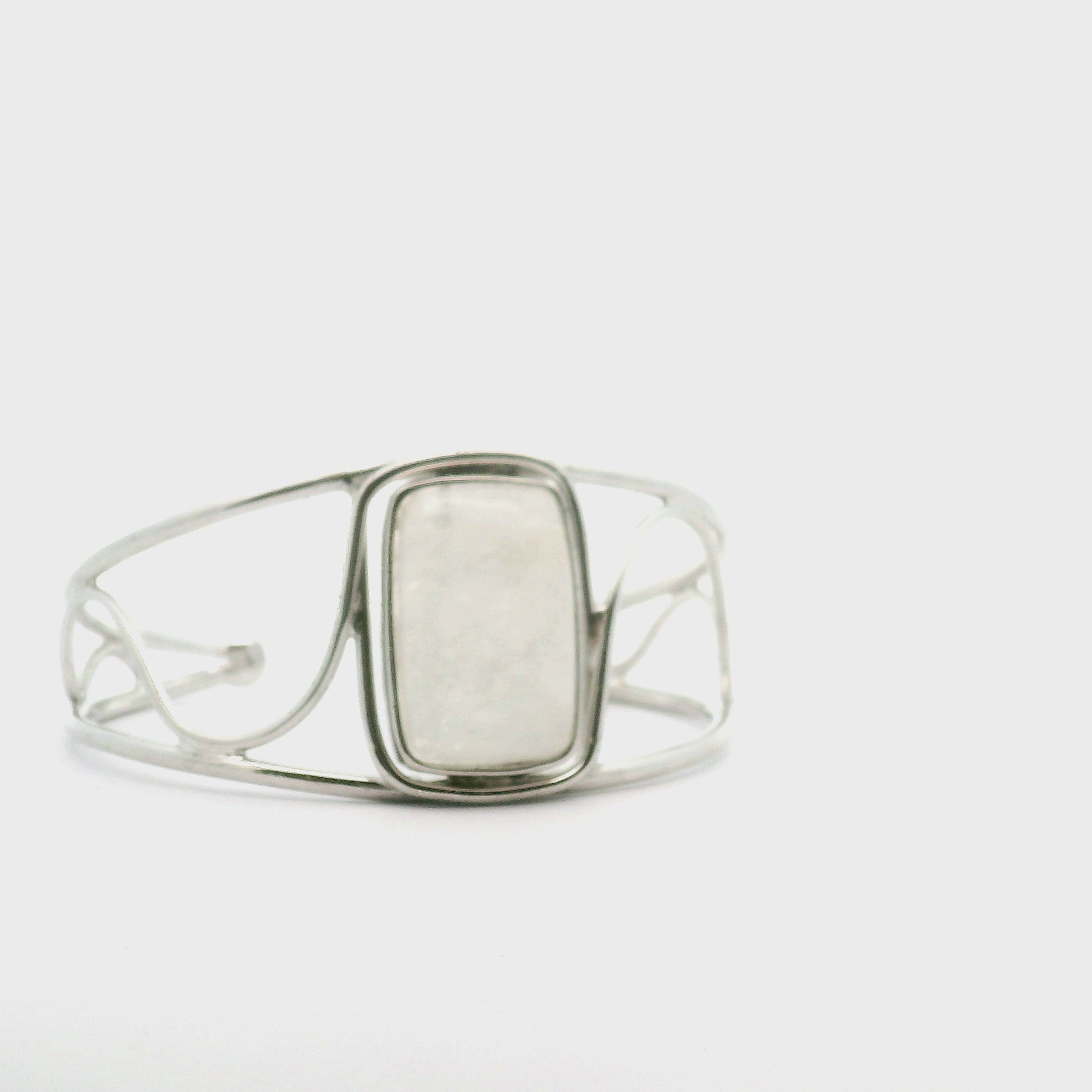 Natrolite Adjustable Bracelet Cuff .925 Silver for Astral Travel, Higher Consciousness and Protection