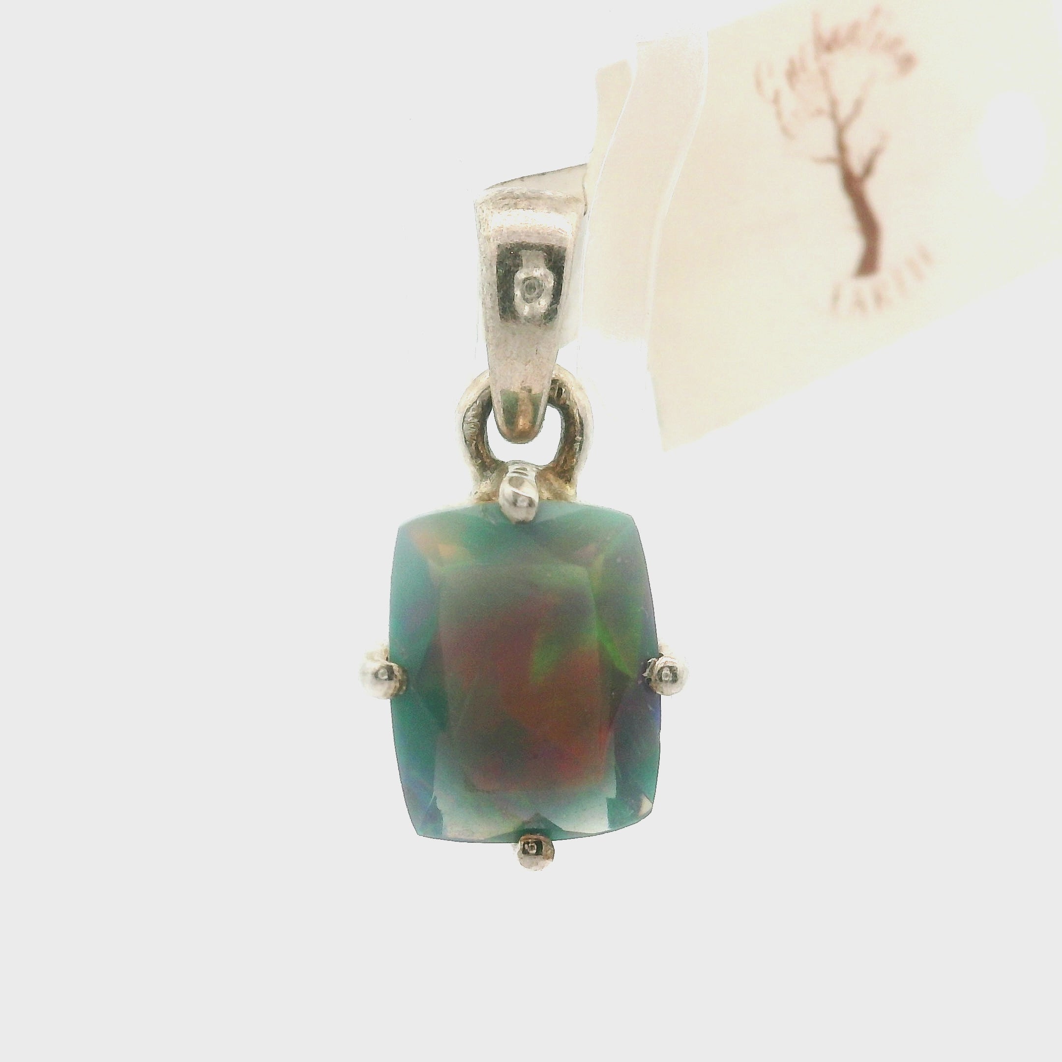 Black Opal Faceted Pendant .925 Silver for Psychic Abilities, Breakthroughs and Grounding