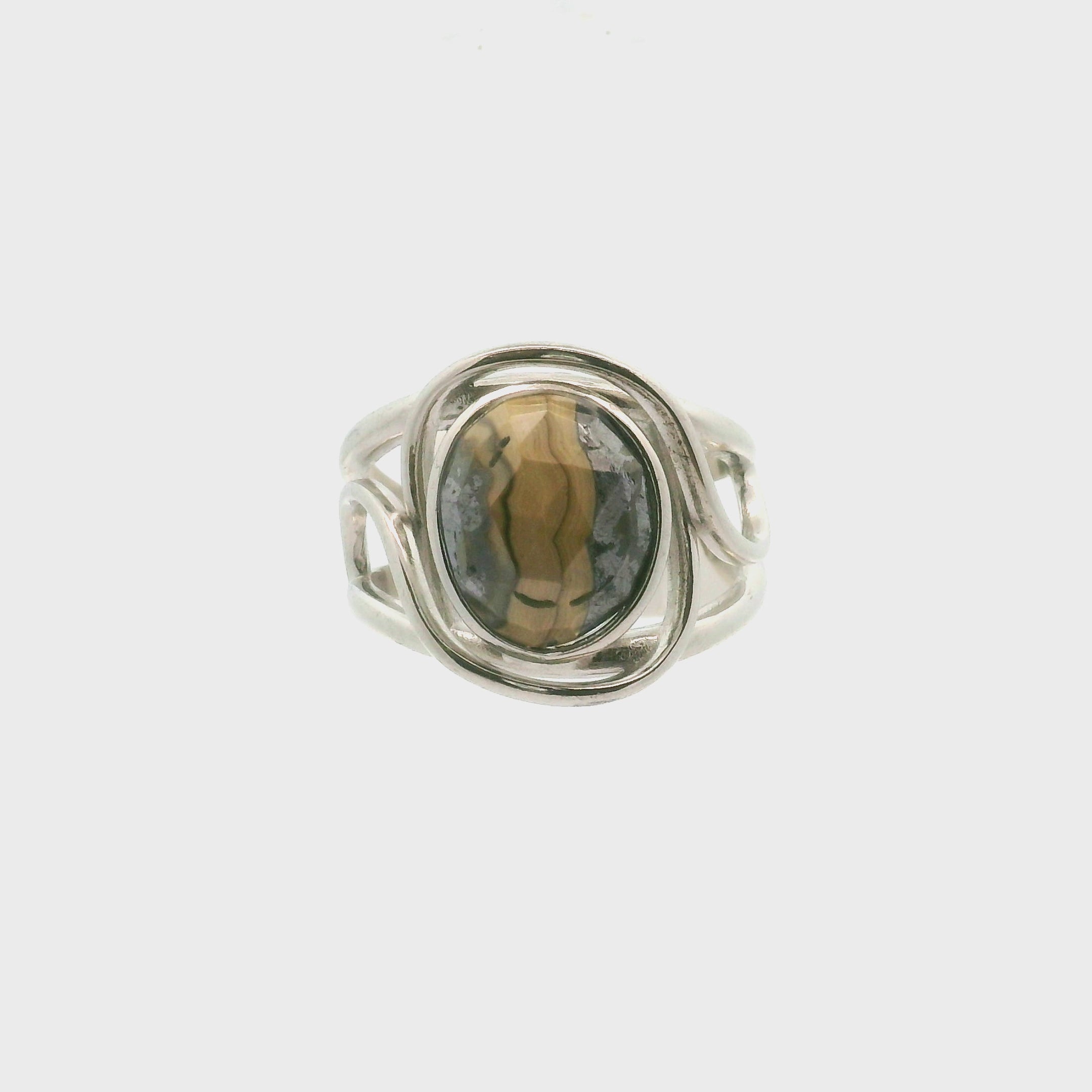 Schalenblende Cuff Ring .925 Silver for Transformation, Grounding and Protection