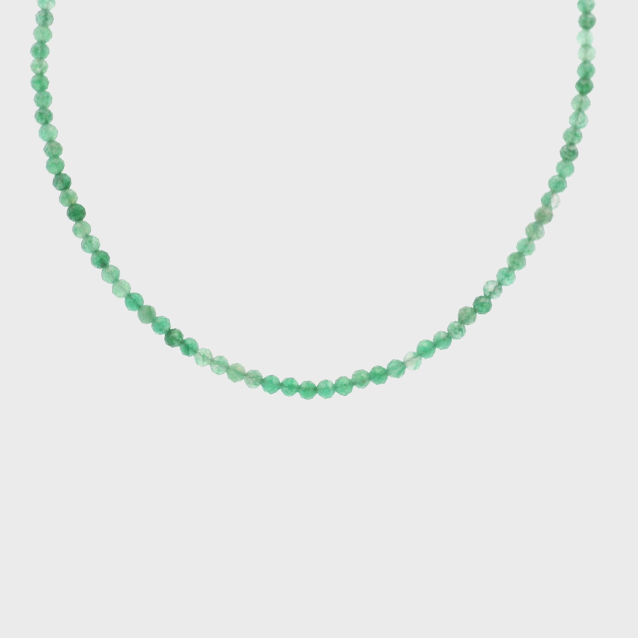 Fuchsite Micro Faceted Choker/Layering Necklace 925 Silver for Harmony and Relaxation