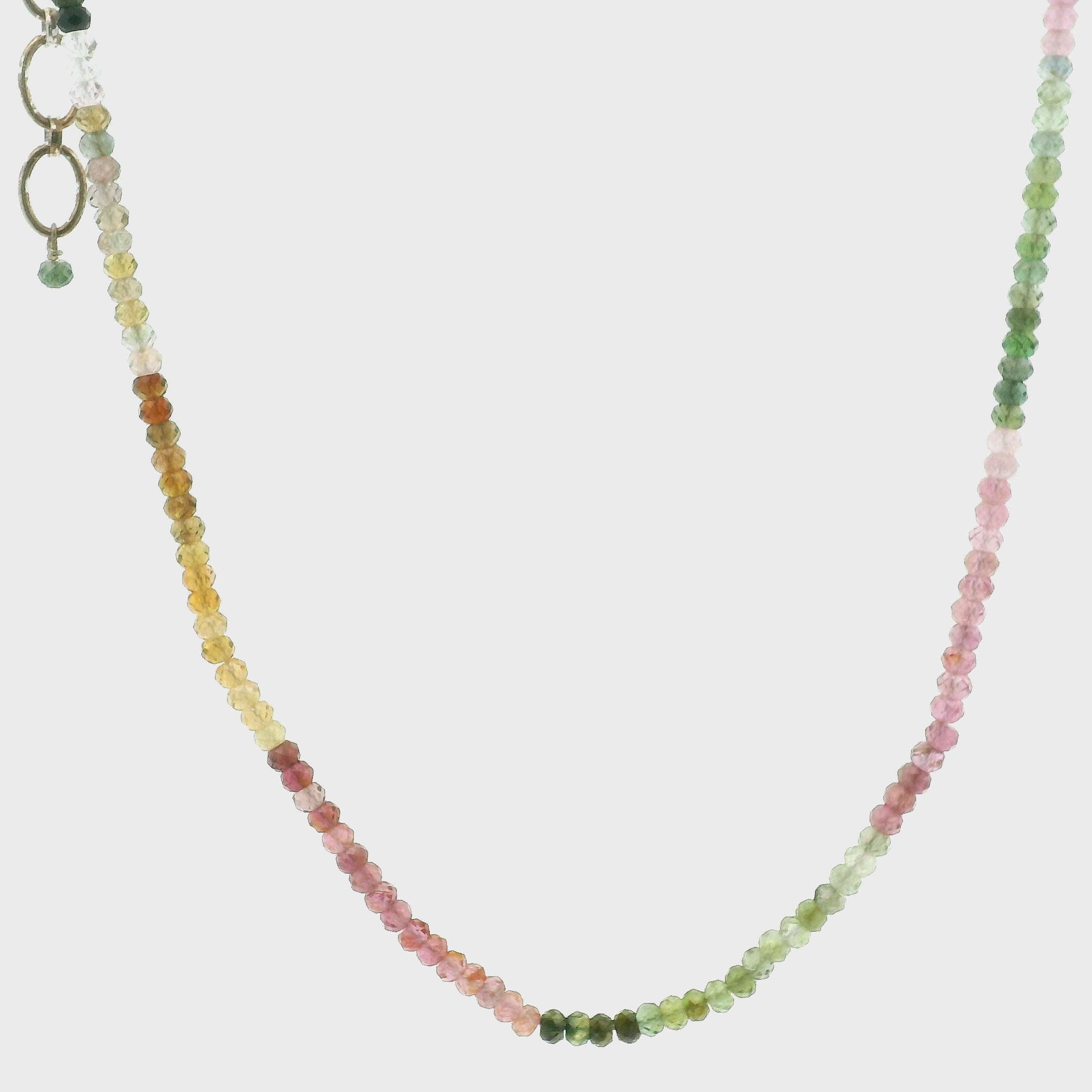 Multi Tourmaline Faceted Necklace 925 Silver for Harmony, Flow and Strength