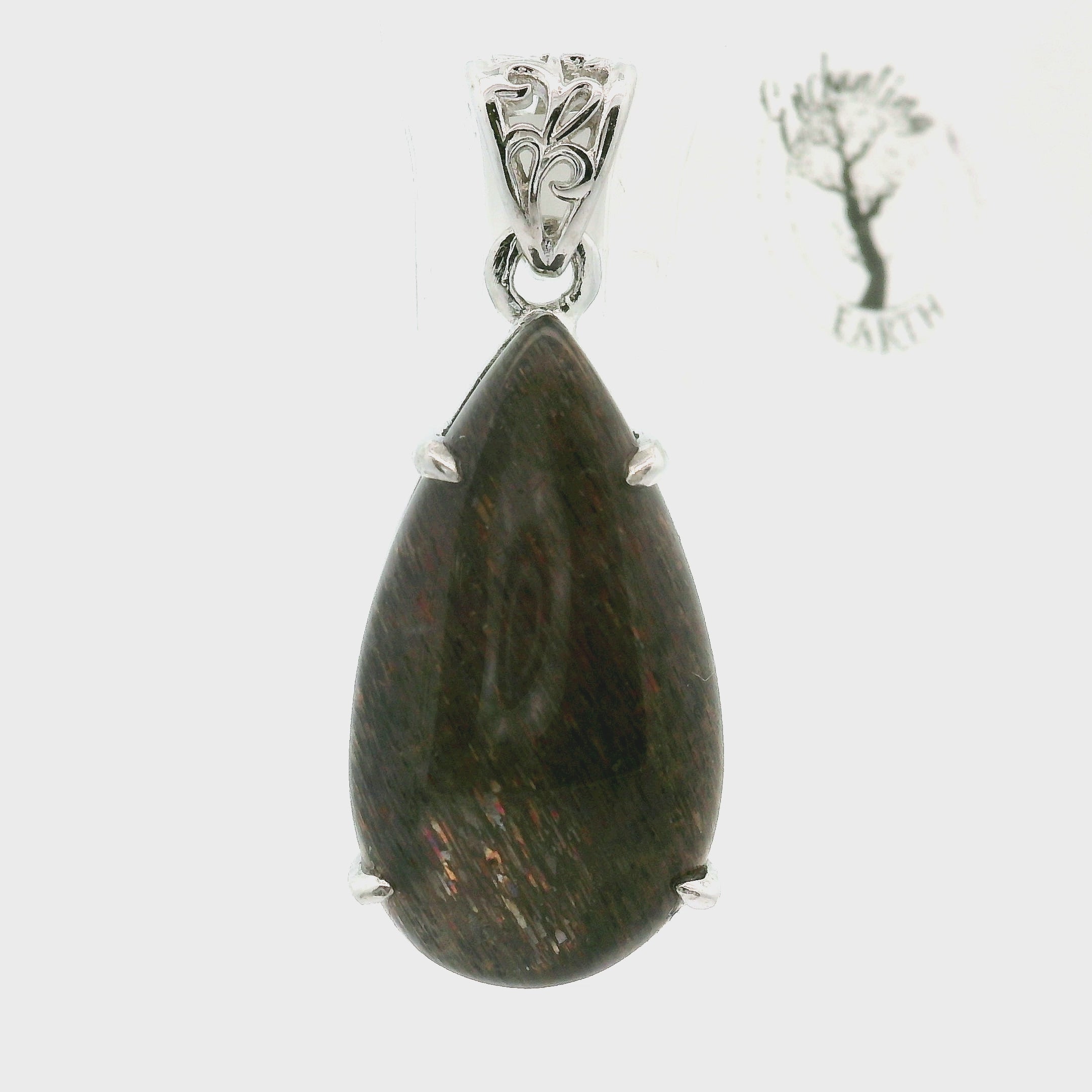 Black Moonstone Sunstone Pendant .925 Silver for Creation, Divine Feminine, & Manifestation