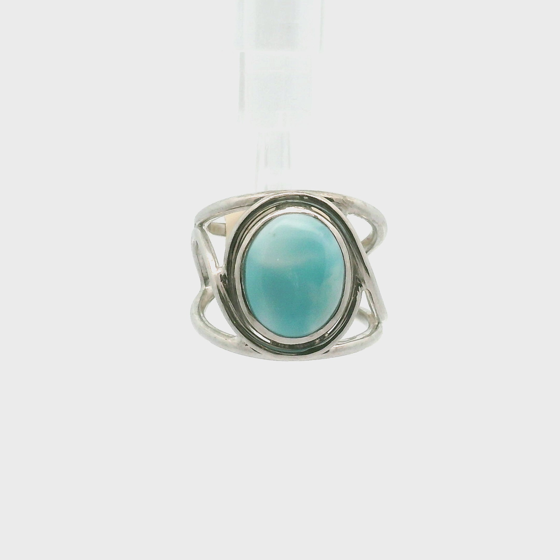Larimar Cuff Ring .925 Silver for Peace and Tranquility