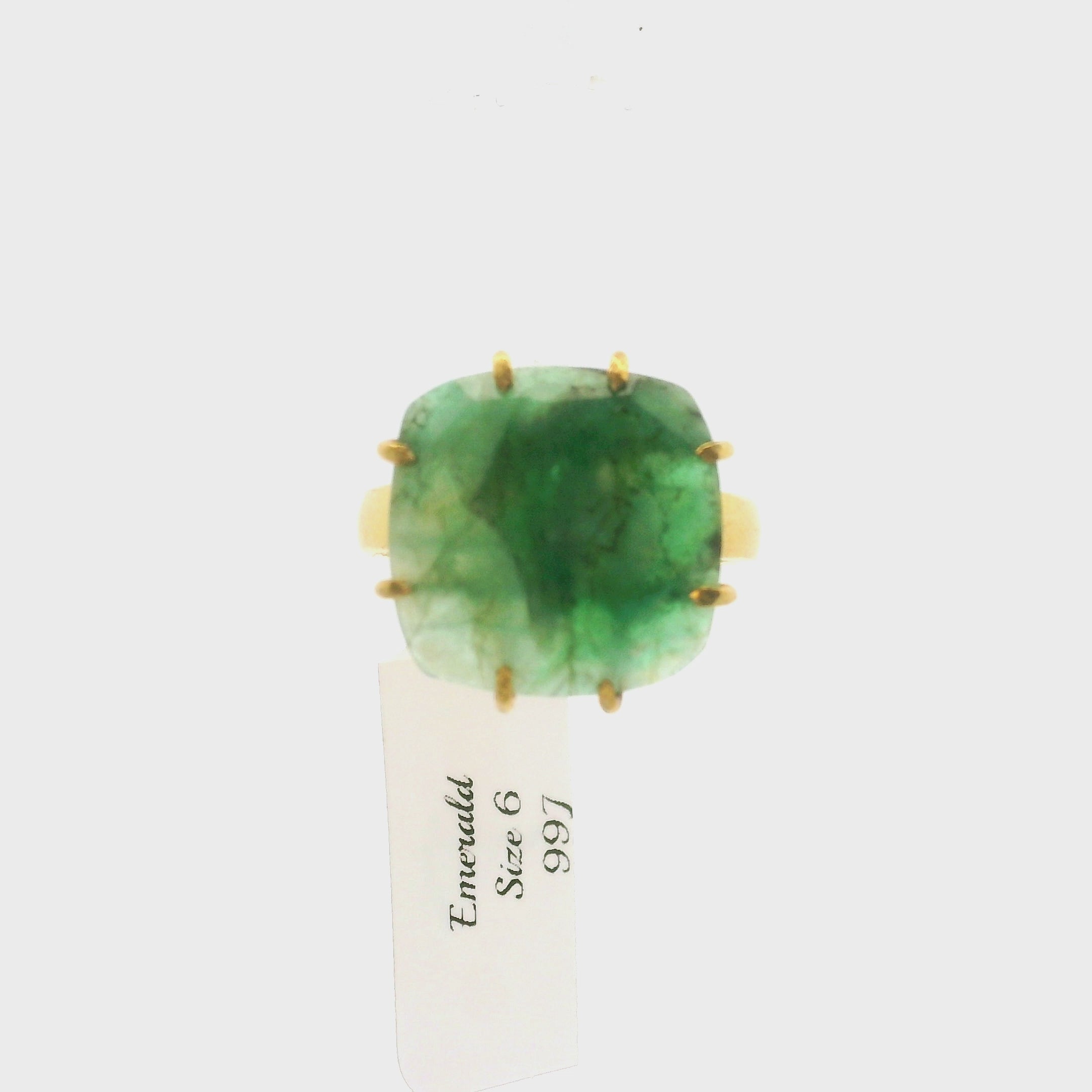 Emerald Ring in Gold Plated .925 Sterling Silver for Abundance, Love and Wealth