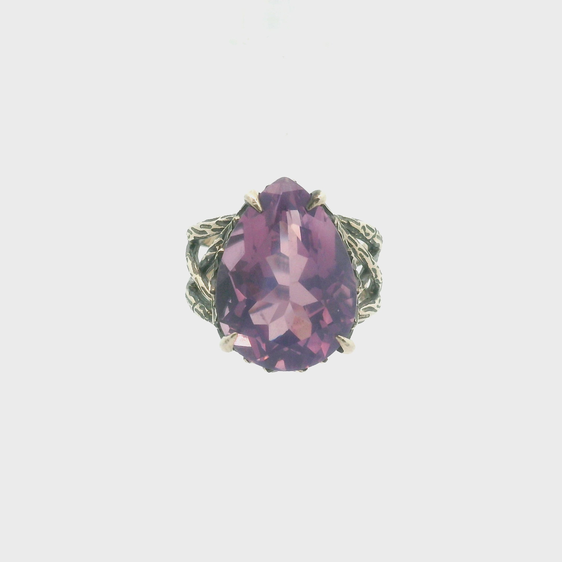 Lavender Moon Quartz Bad Witch Cuff Ring .925 Silver for Angelic Wisdom, Harmony and Healthy Relationships