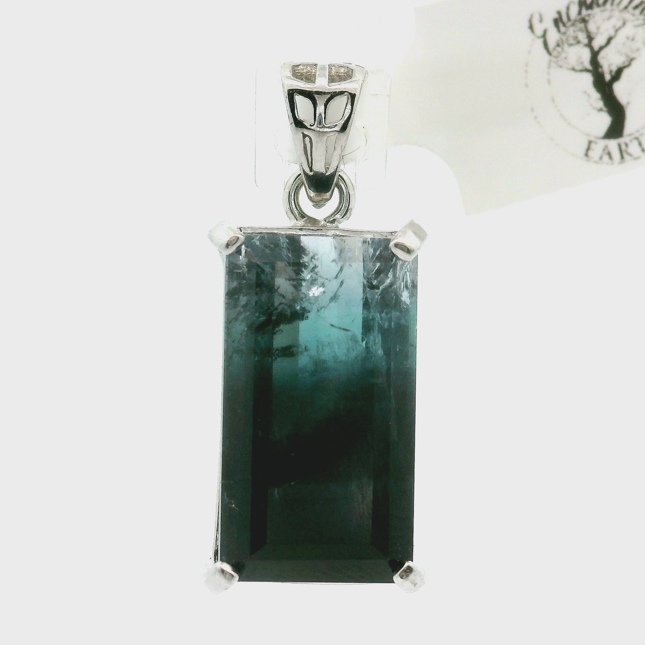 Twilight Tourmaline Pendant .925 Silver for Spiritual Growth, Intuition and Renewal