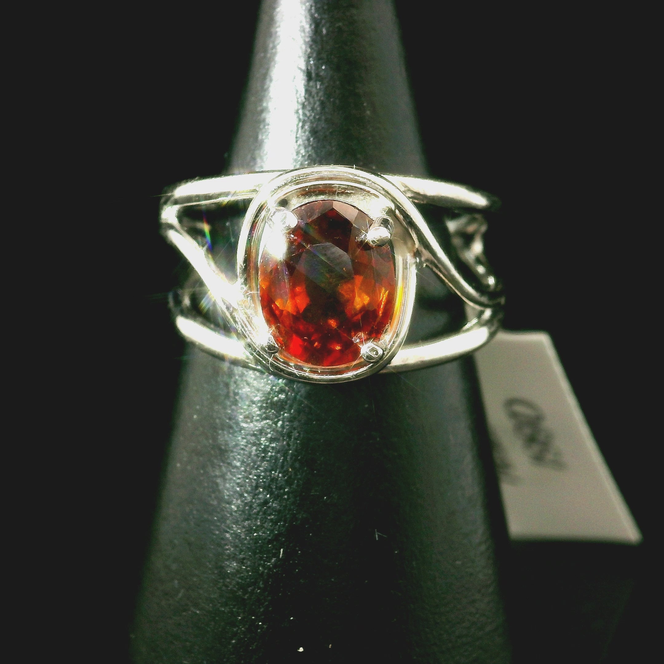 Hessonite Garnet Cuff Ring in .925 Silver for Manifesting Love and Success in your Career, Protection and Wealth