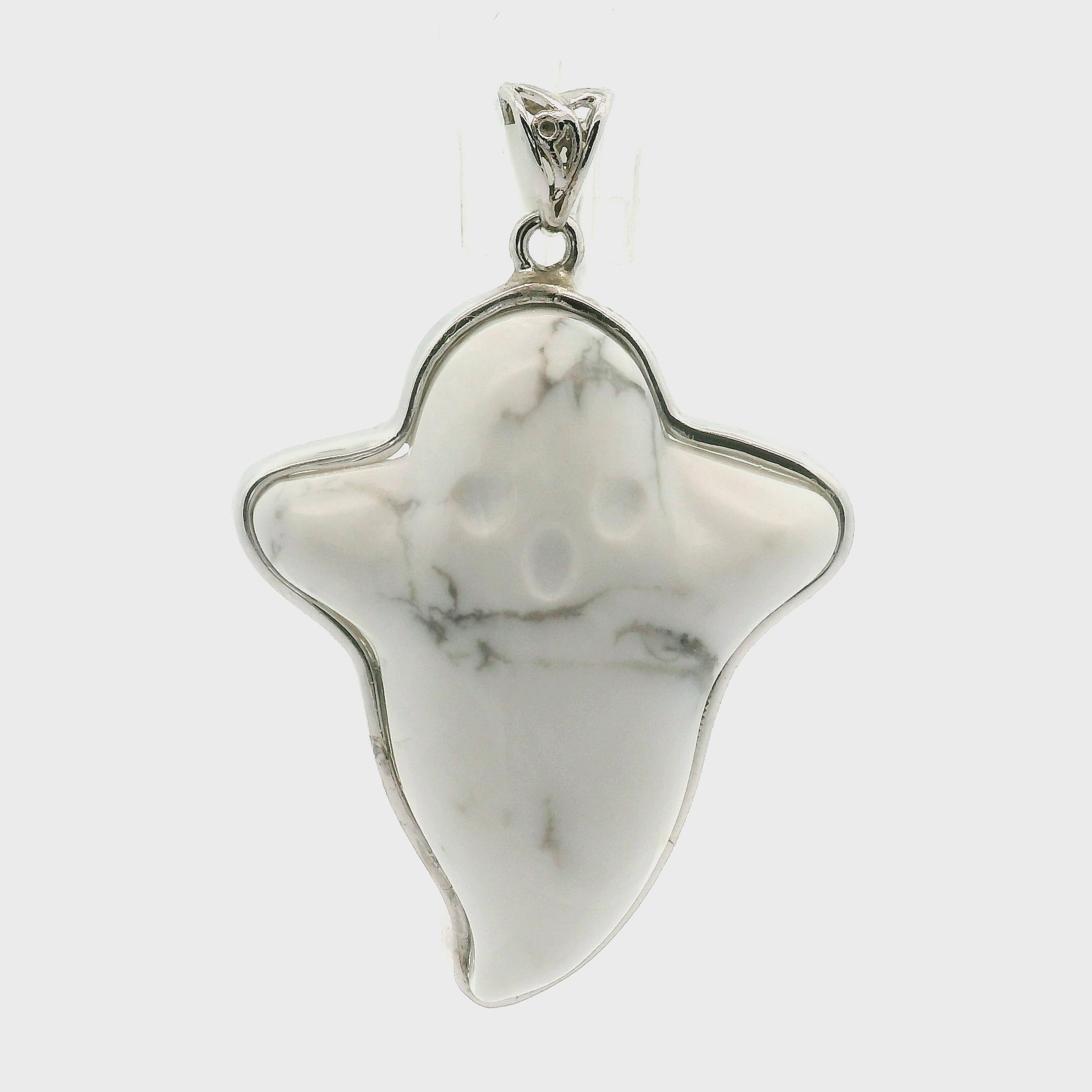 Howlite Ghost Pendant .925 Silver for Wisdom and Deep Sleep