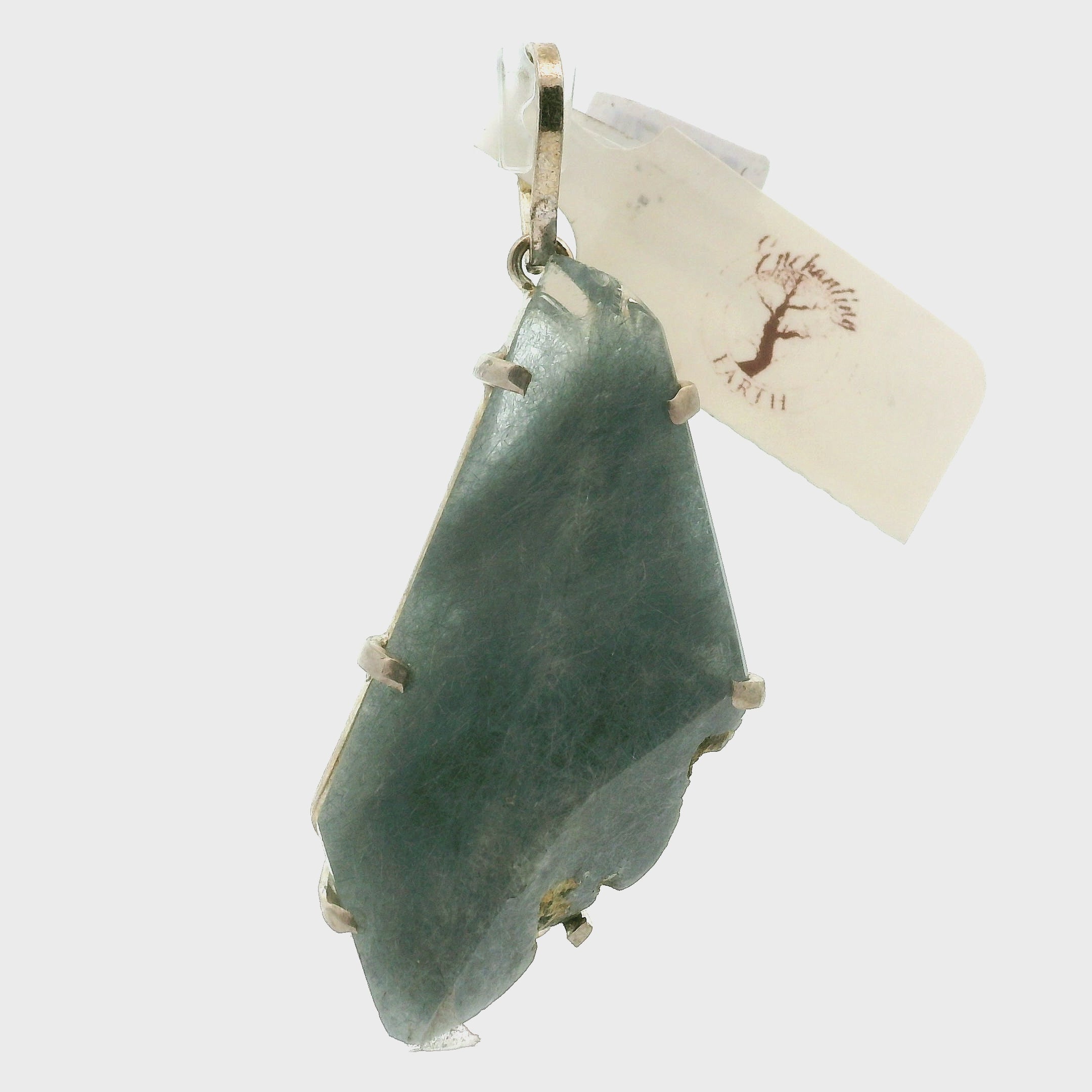 Blue Amphibole Quartz Pendant .925 Sterling Silver for Angelic Connection, Lucid Dreaming and Channeling