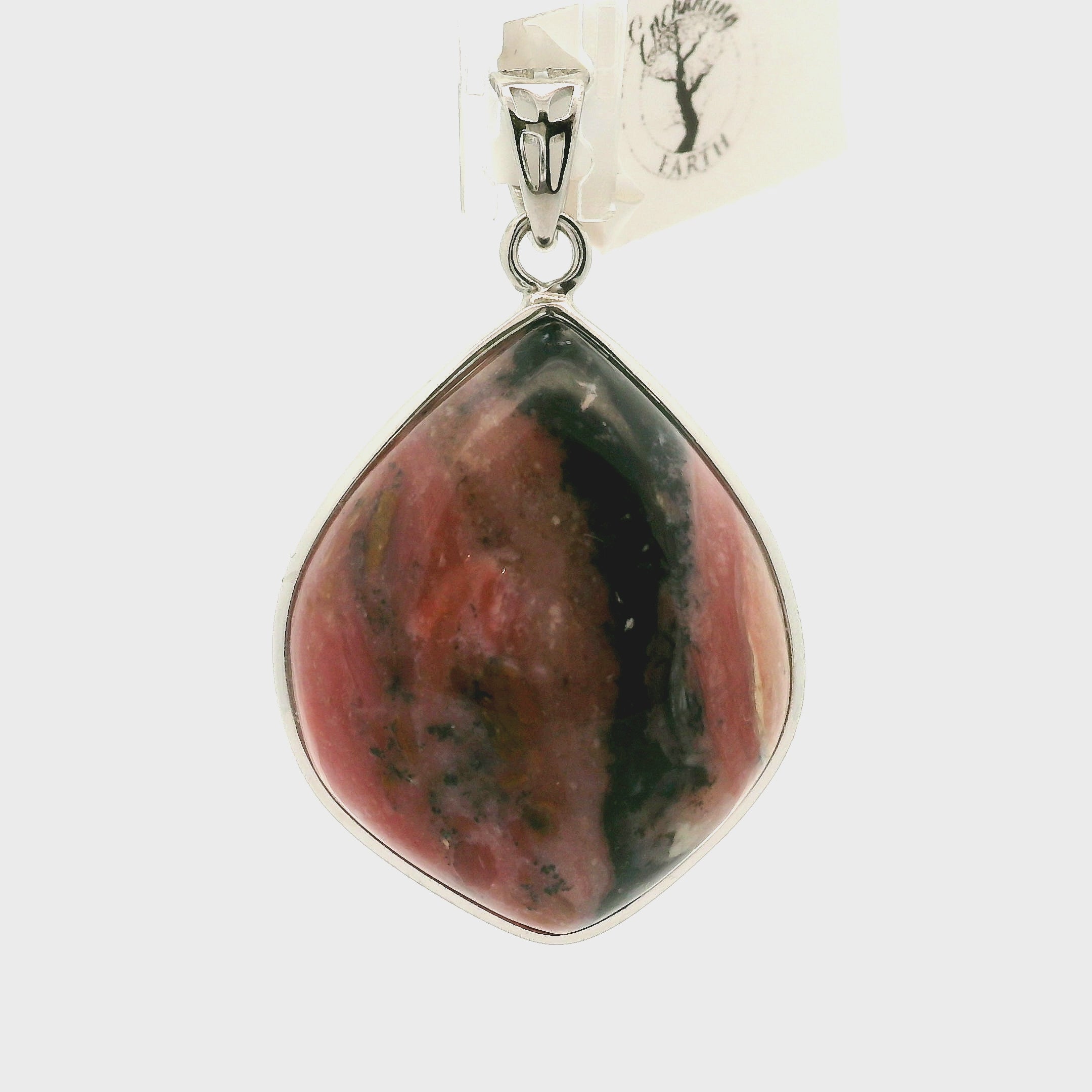 Pink Opal Pendant .925 Silver for Emotional Healing and Tranquility