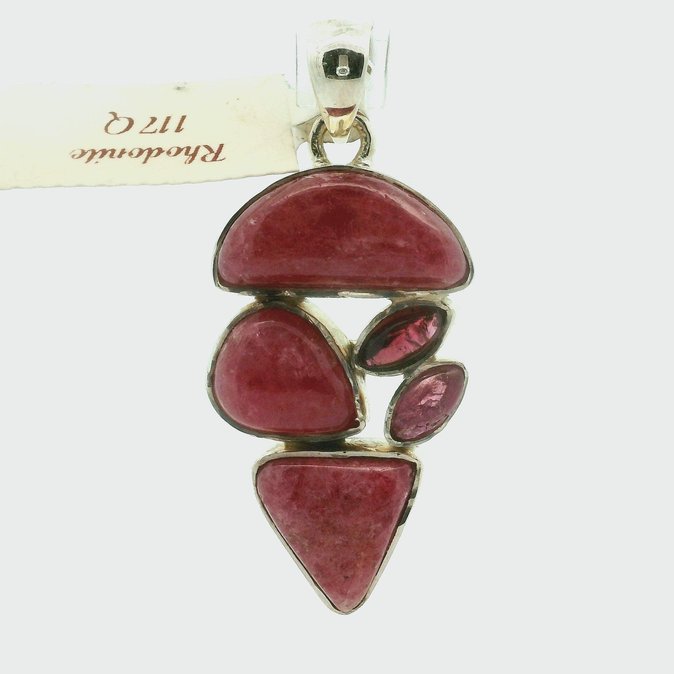 Rhodonite Multi-Stone Pendant .925 Sterling Silver for Attracting Love, Harmonizing Relationships and Knowing your Worth