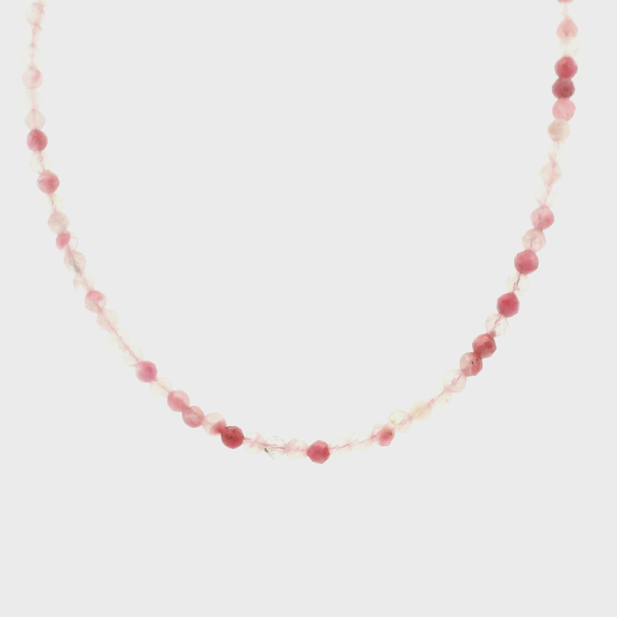 Rhodonite in Quartz Micro Faceted Choker/Layering Necklace 925 Silver for Emotional and Trauma Healing