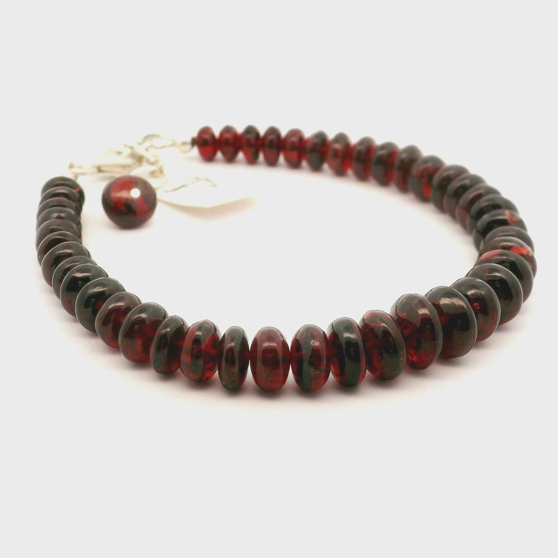 Garnet Rondelle Bracelet 925 Silver for Strength and Universal Connection