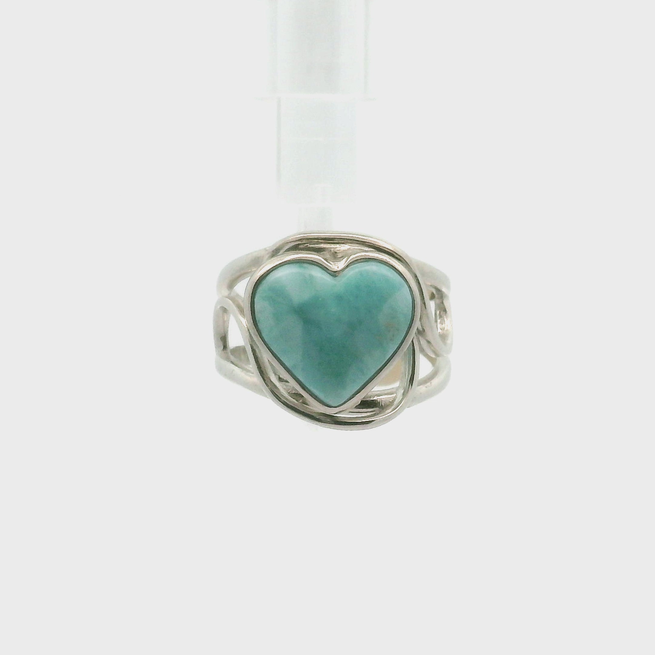 Larimar Divine Adjustable Finger Cuff Ring .925 Silver for Peaceful Goddess Vibes