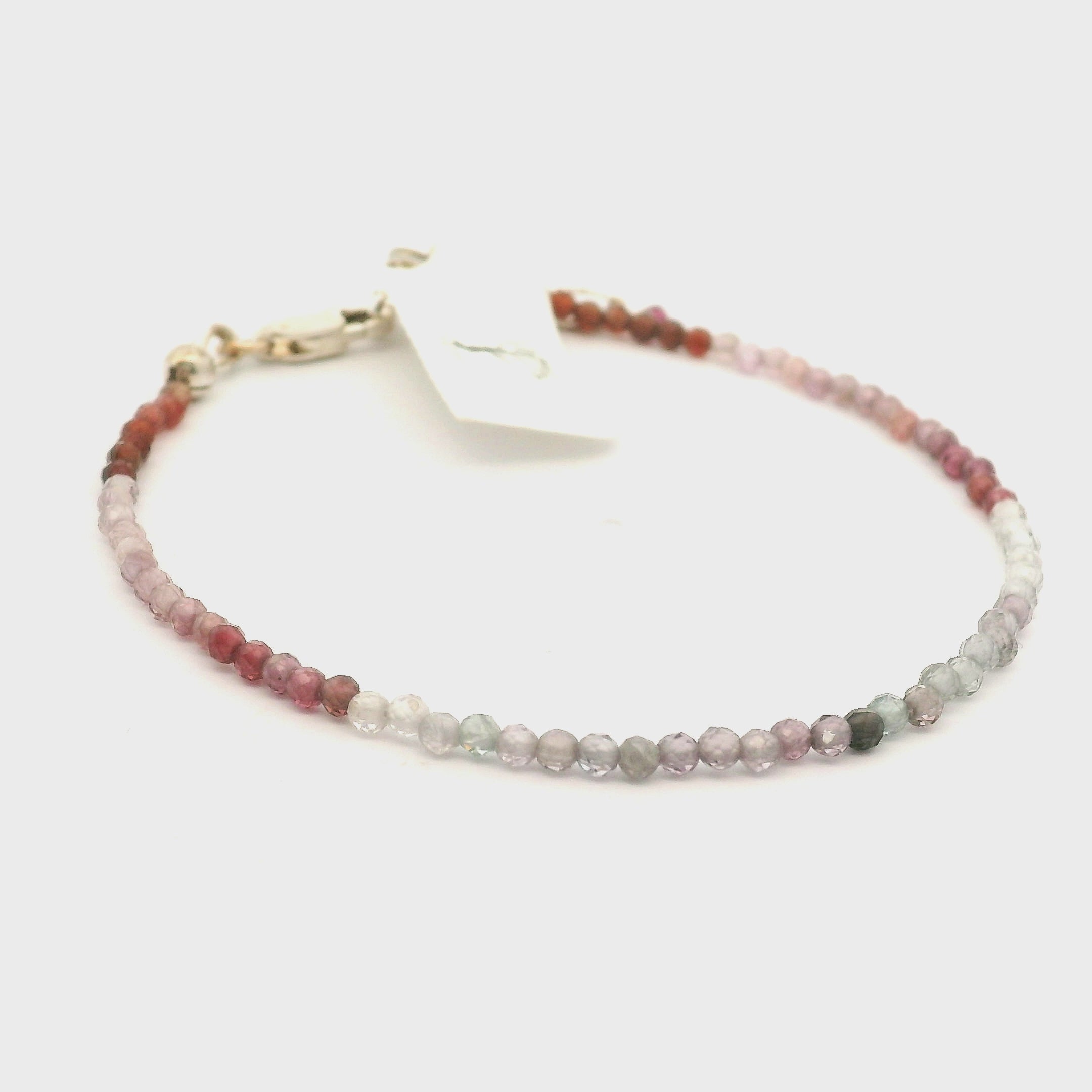 Multi Spinel Waterfall Micro Bracelet 925 Silver for Rejuvenation and Strength