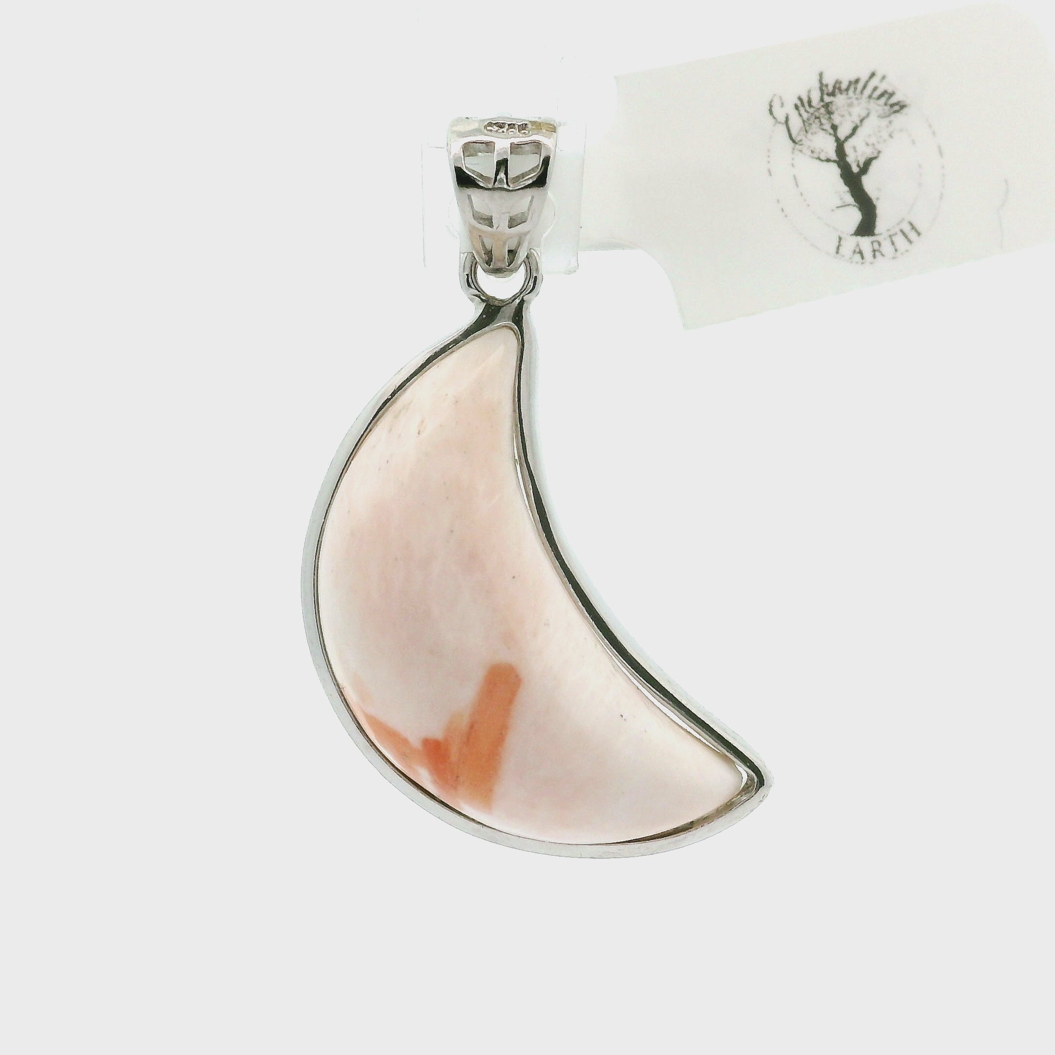 Scolecite Moon Pendant .925 Silver for Accessing Higher Realms and Lineage Healing