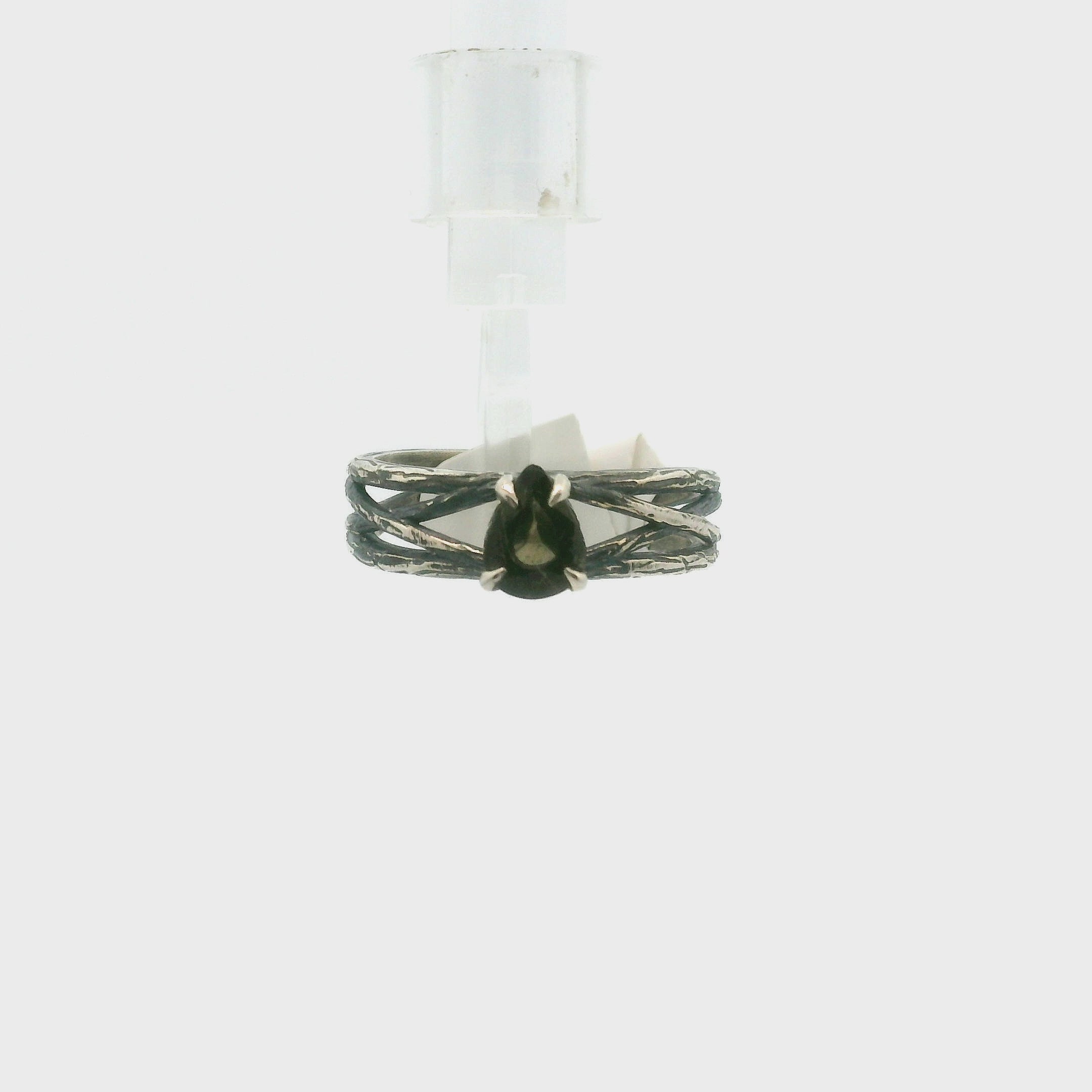 Bad Witch Andalusite Cuff Ring 925 Silver for Divine Connection, Harmony & Spiritual Awareness